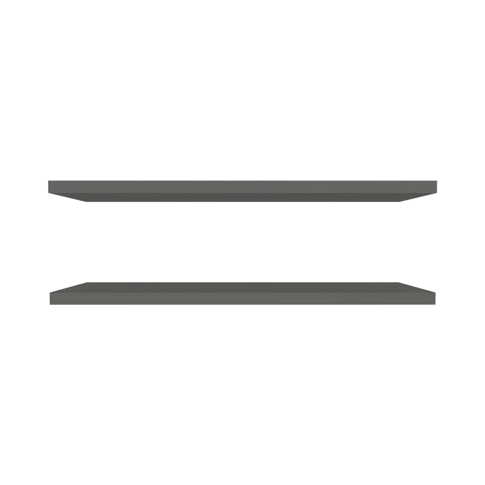 Two minimalist grey floating shelves