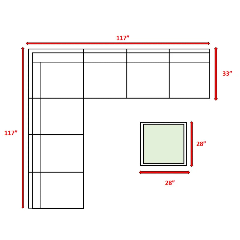 Lshaped sectional sofa dimensions  x  x