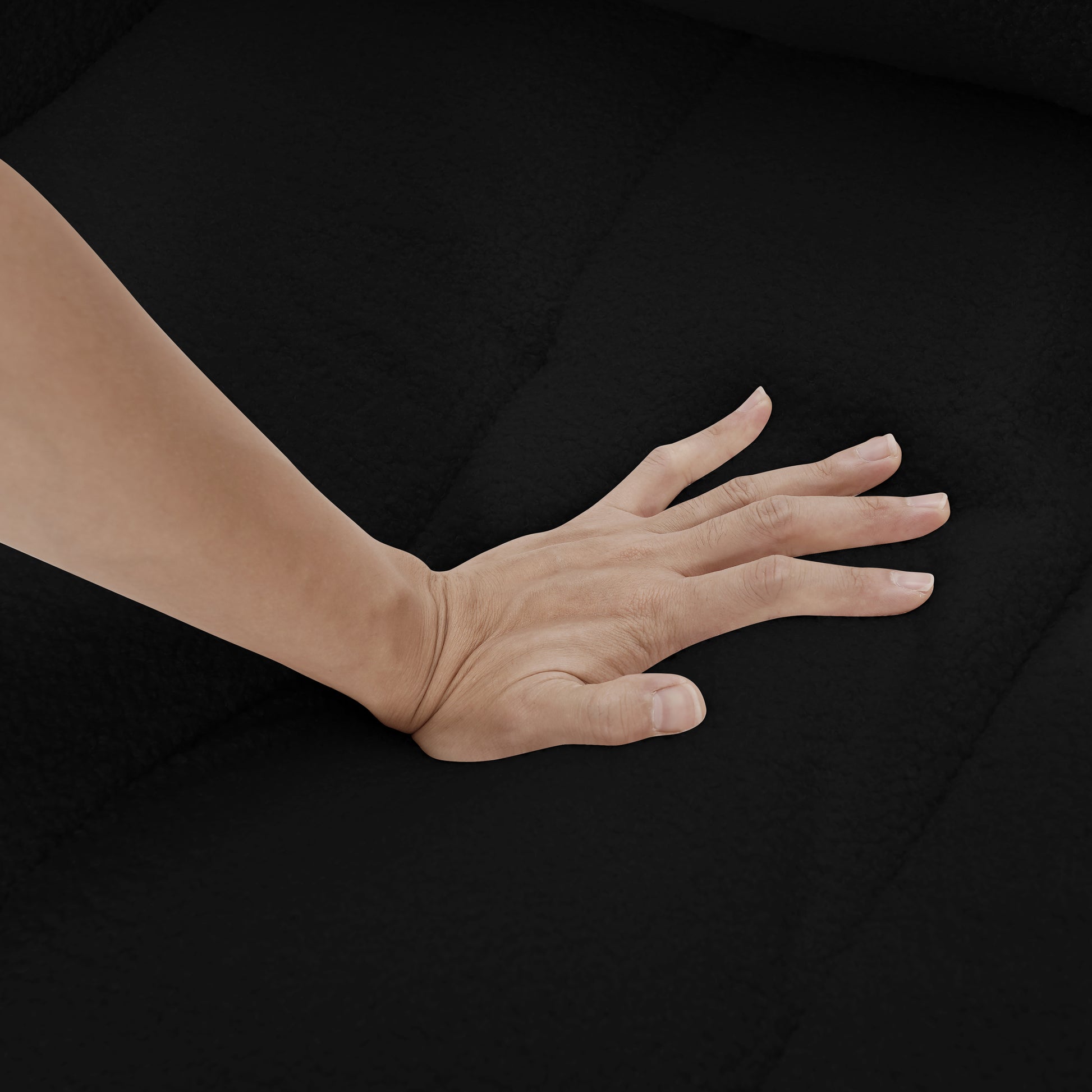Black plush fabric detail