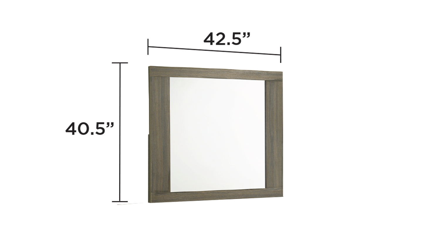 Square rustic oak mirror