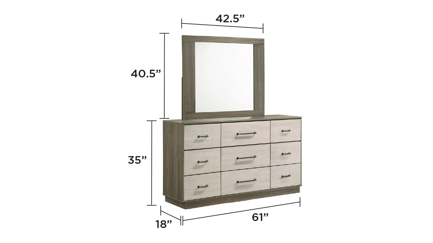 Rustic oak dresser with mirror