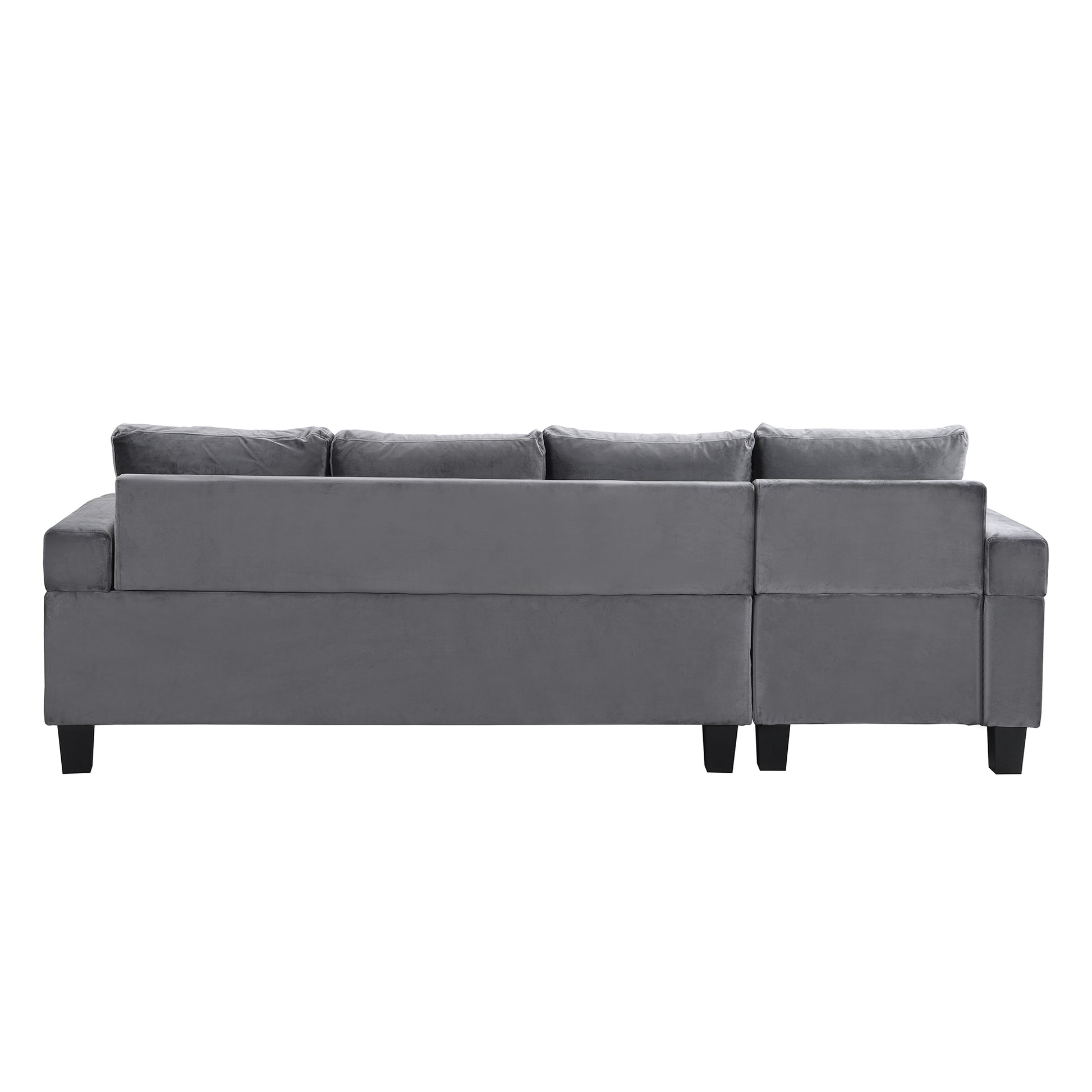 Plush grey velvet sectional sofa