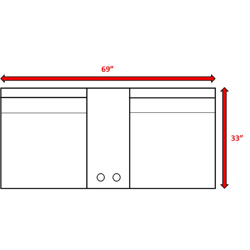 Diagram showing a inch wide by inch high cabinet