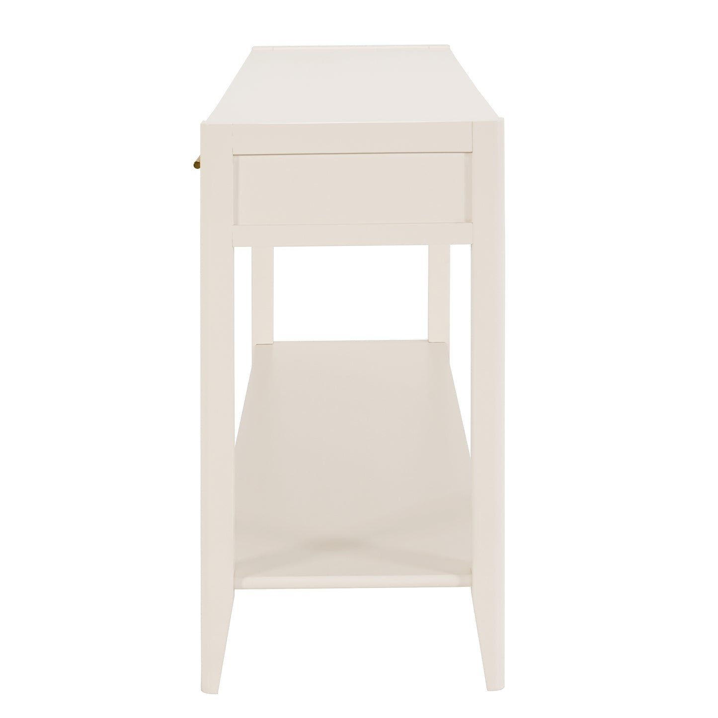Cream white console table with one drawer and open shelf