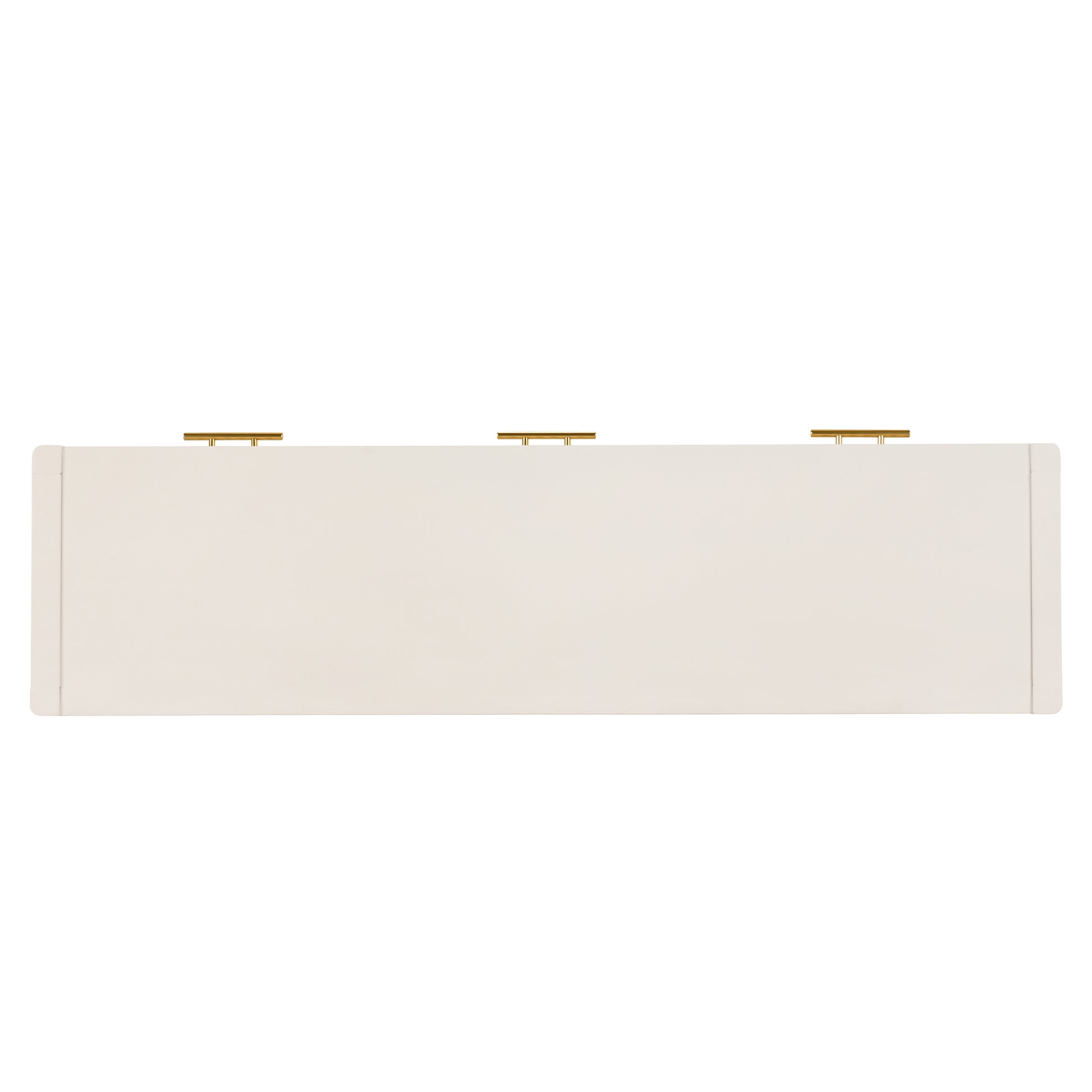 Cream modern console table with gold bar pulls