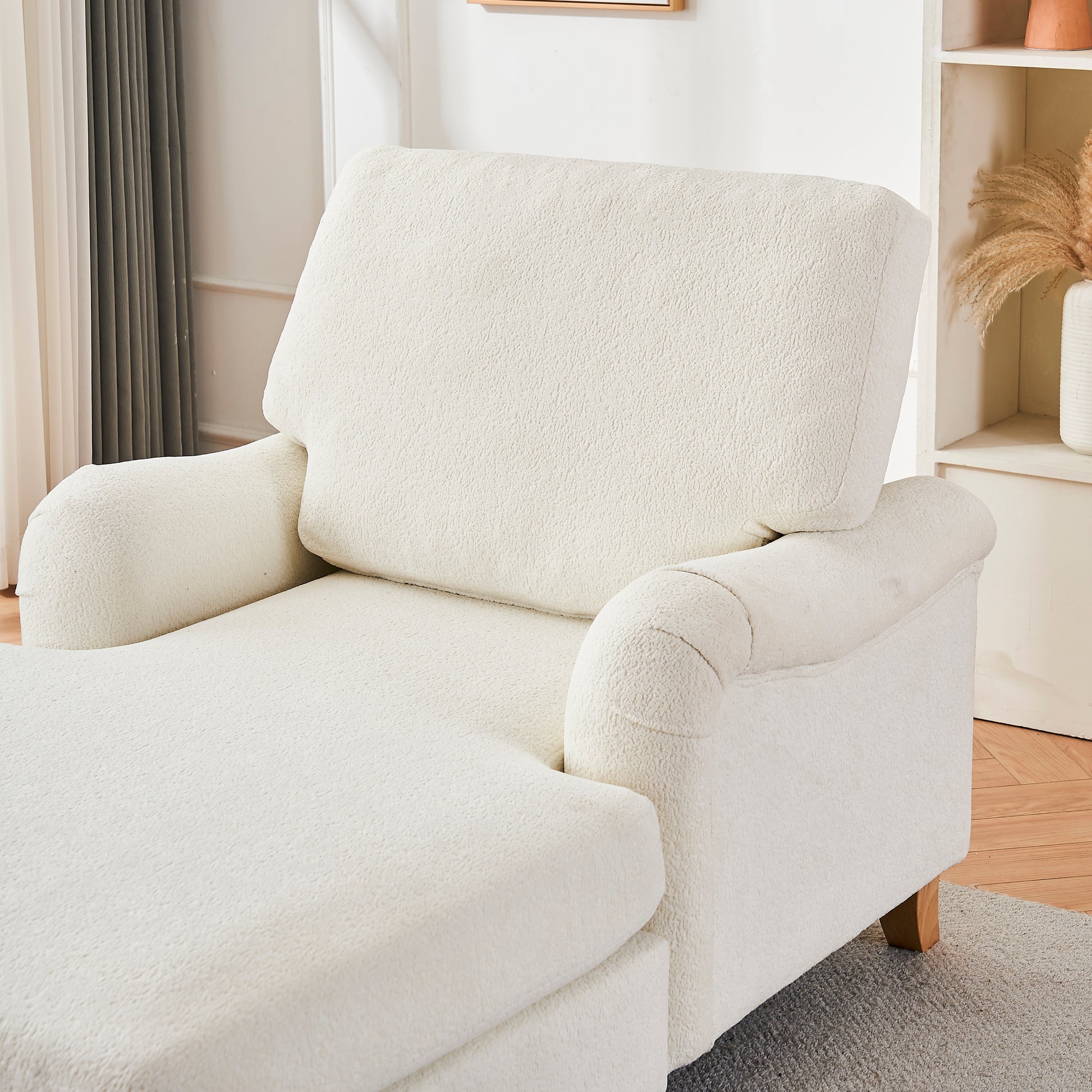 Cream boucle armchair with chaise