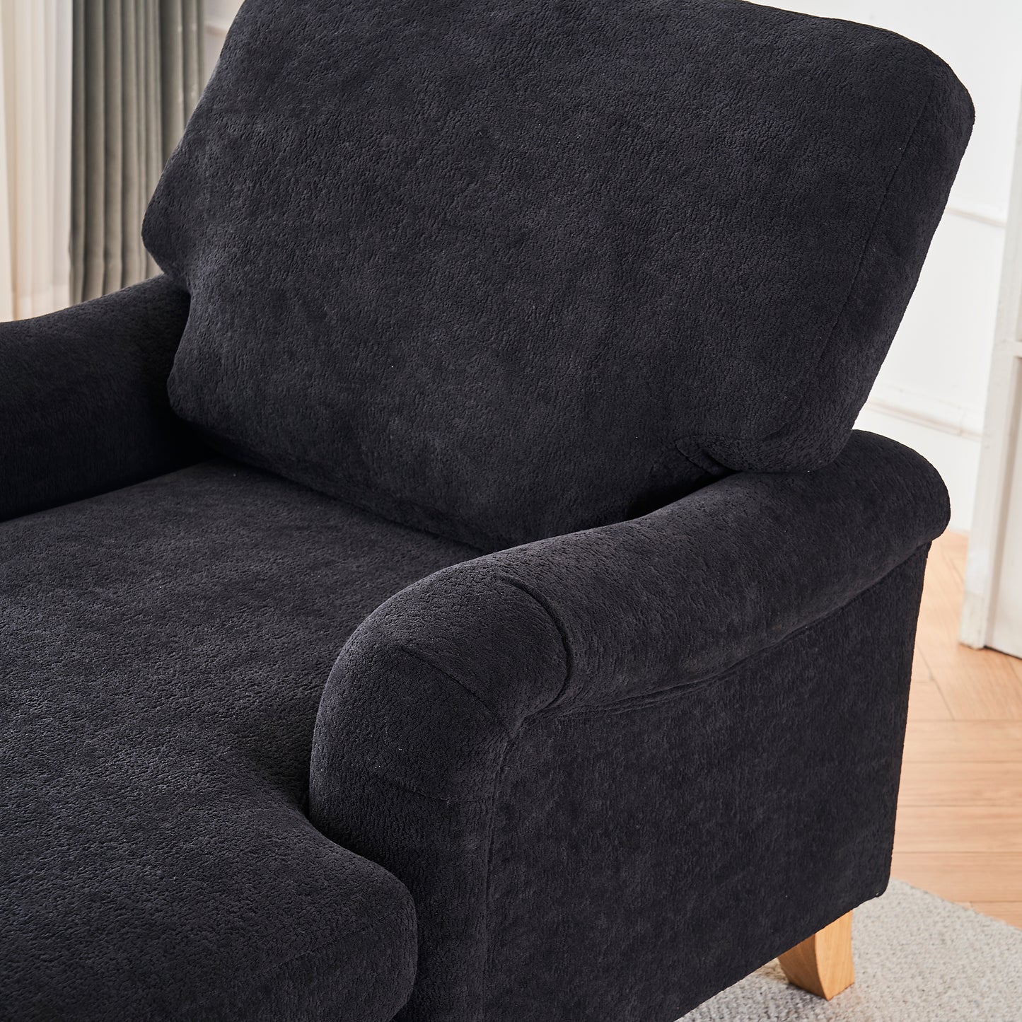 Dark gray textured recliner slipcover with plush fabric