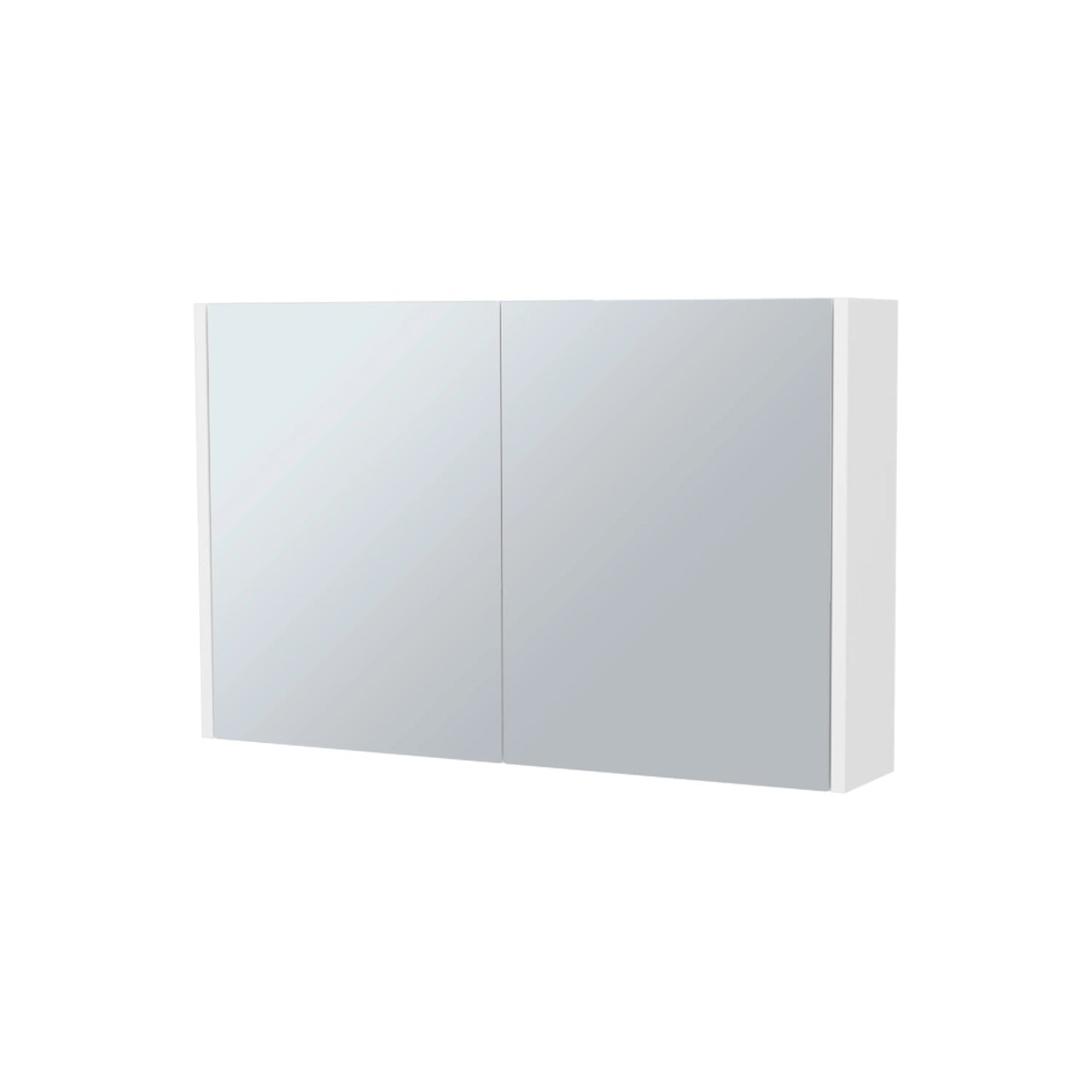 White medicine cabinet with two mirrored doors