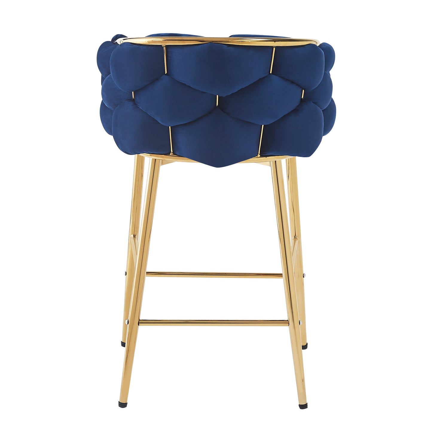 Deep blue velvet bar stool with gold frame