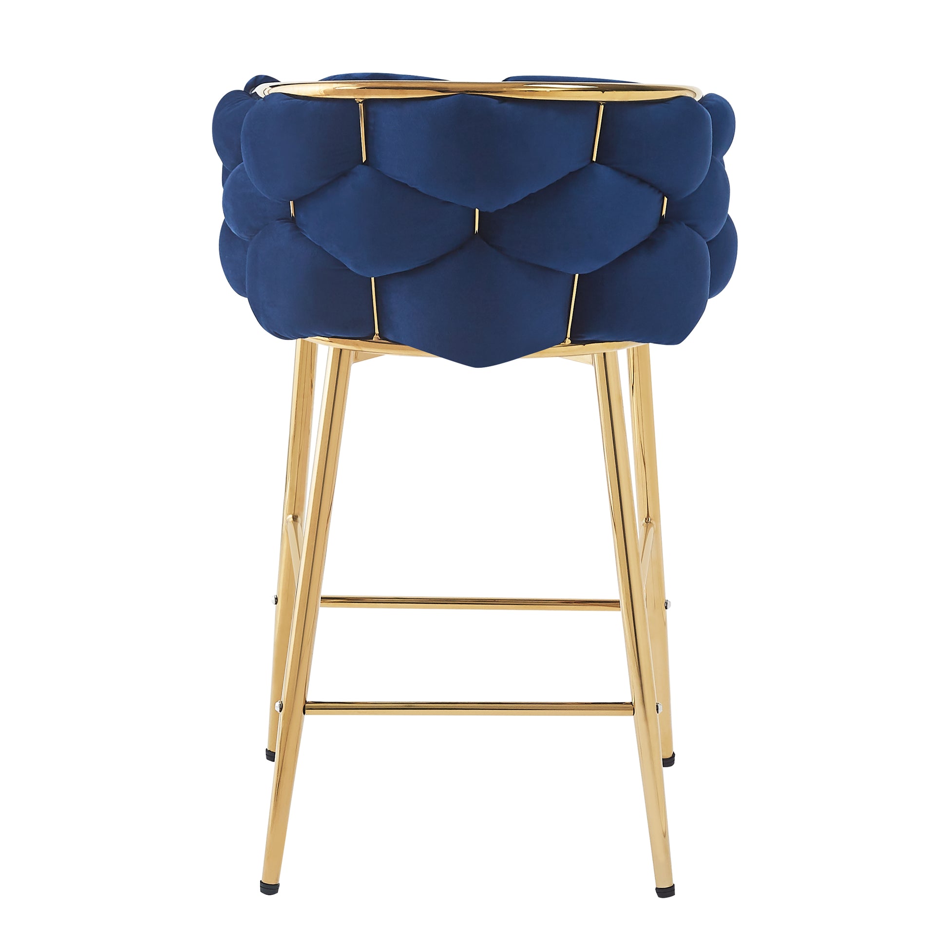 Deep blue velvet bar stool with gold frame