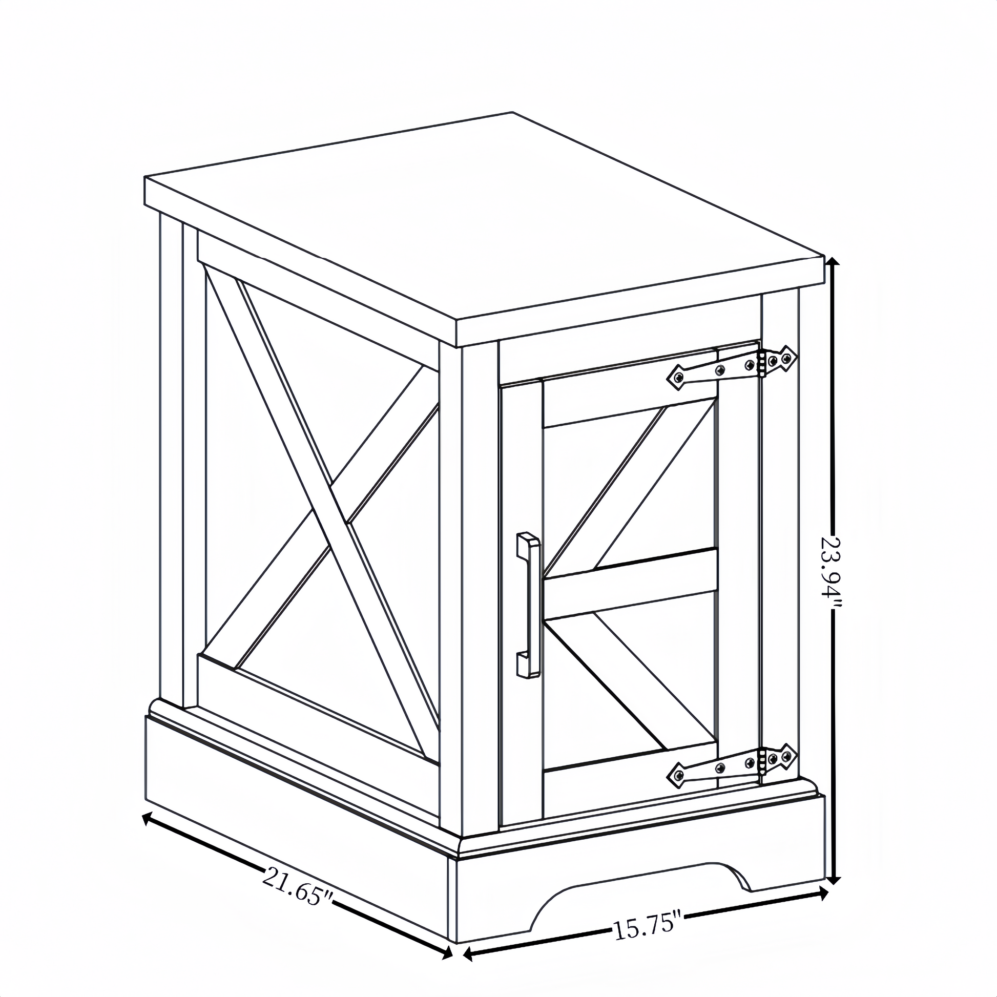Rustic farmhouse end table with xframe detailing