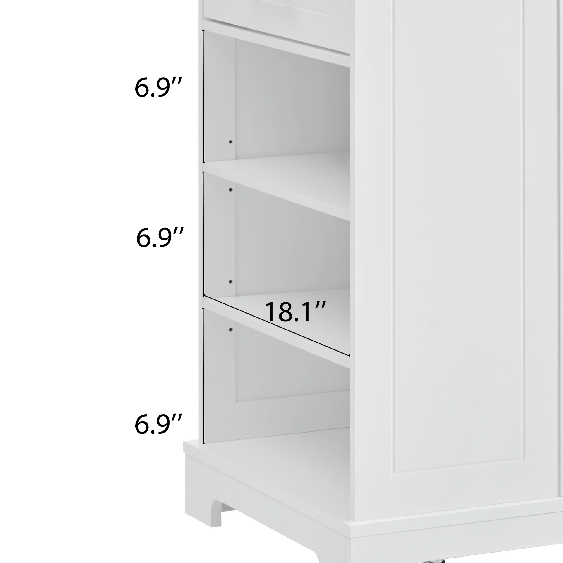 White wooden bookcase shelf depth  inches with  inch height sections