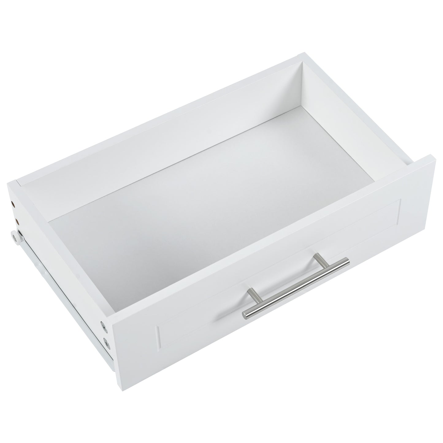 White wooden drawer with silver handle