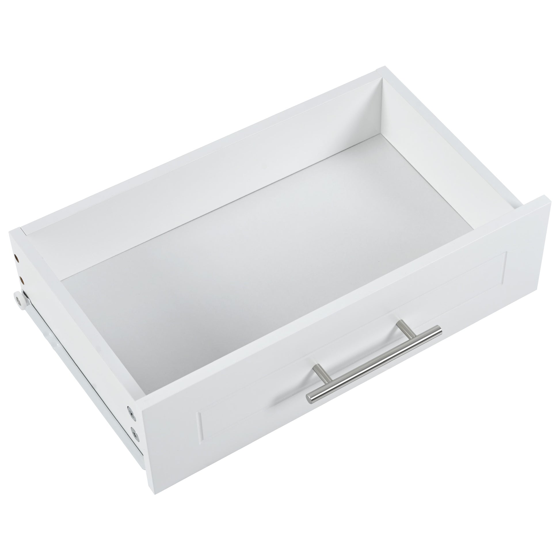 White wooden drawer with silver handle