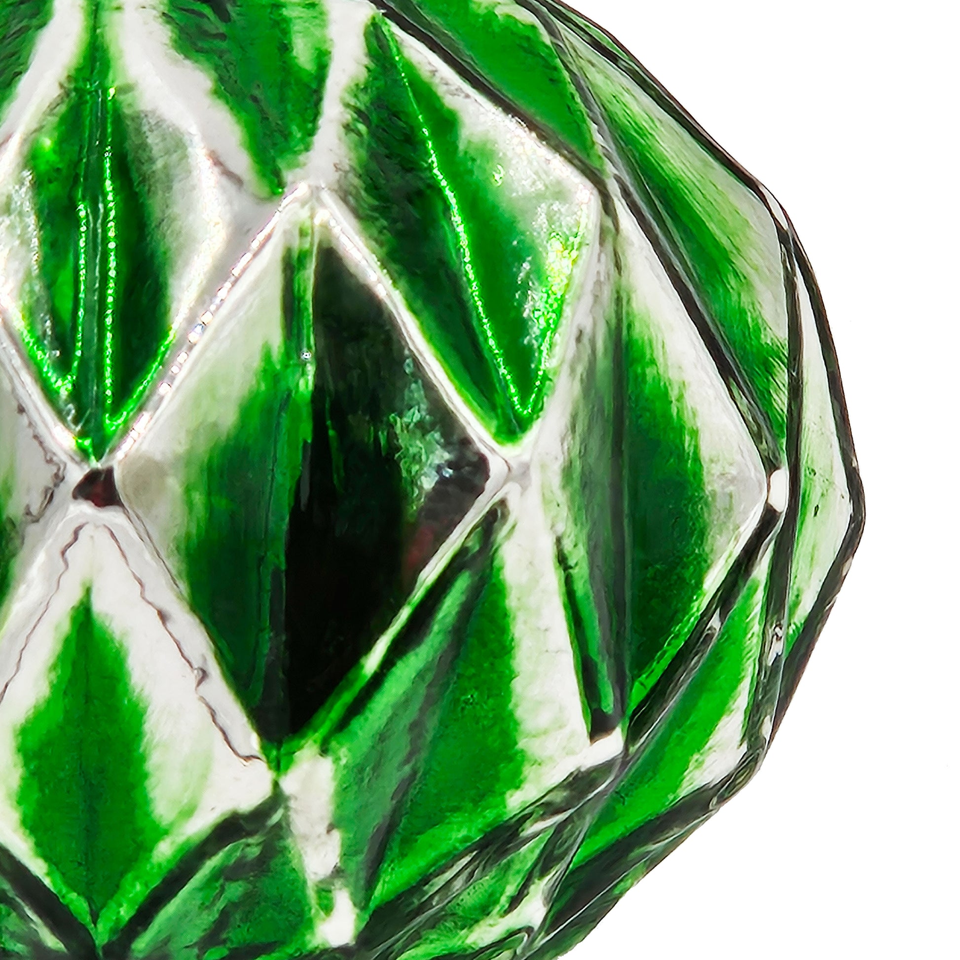 Emerald green and white textured glass orb for holiday decor