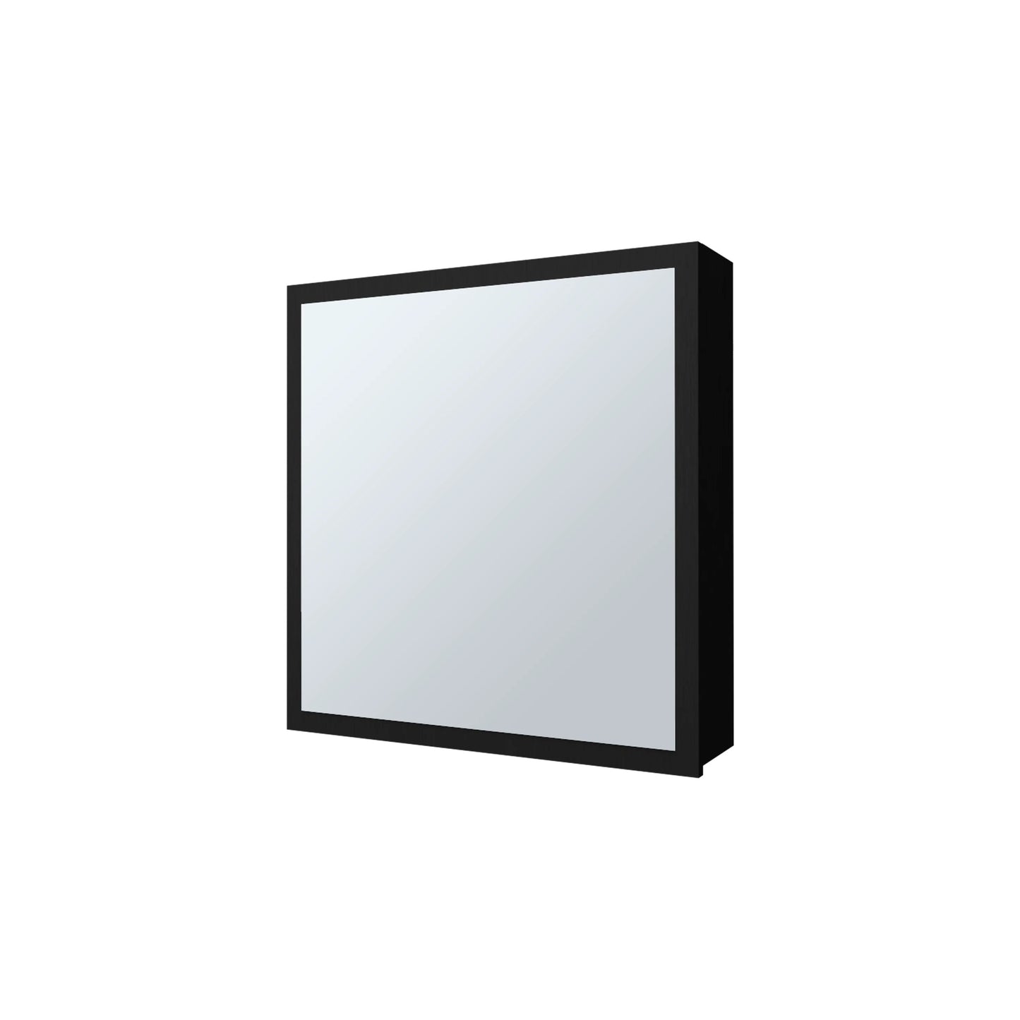 Black framed square mirror with reflective surface