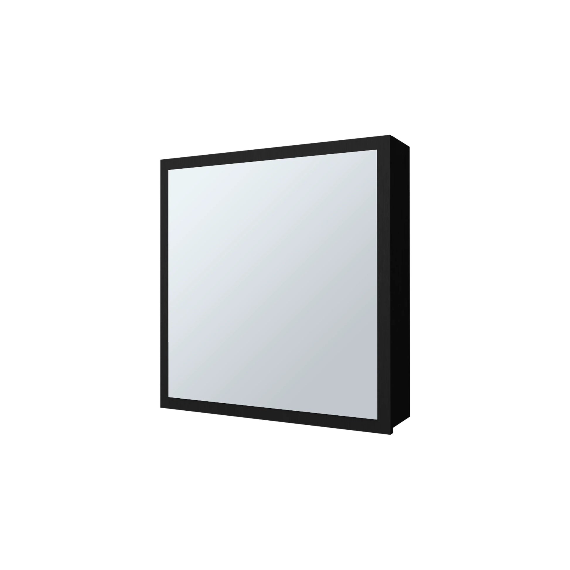 Black framed square mirror with reflective surface