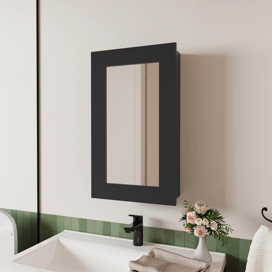 Modern black framed medicine cabinet for bathroom storage