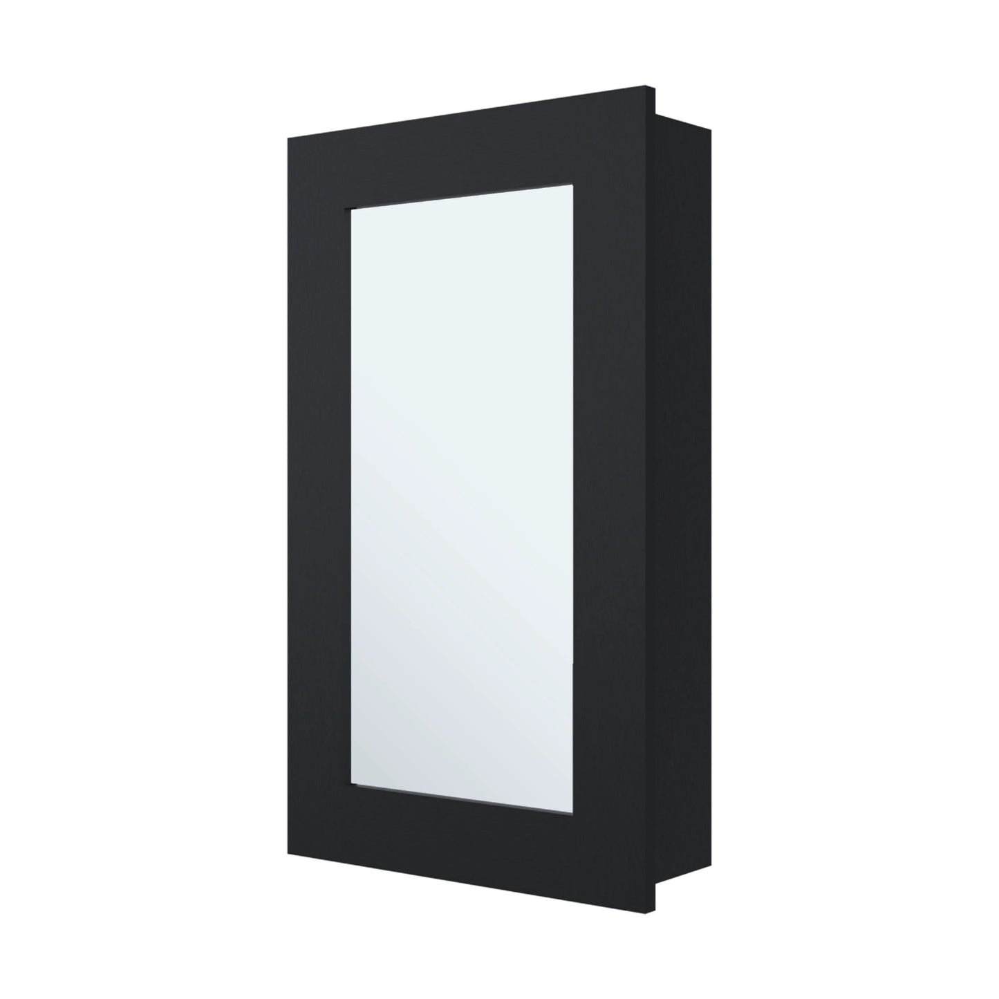 Modern black bathroom medicine cabinet with mirrored door