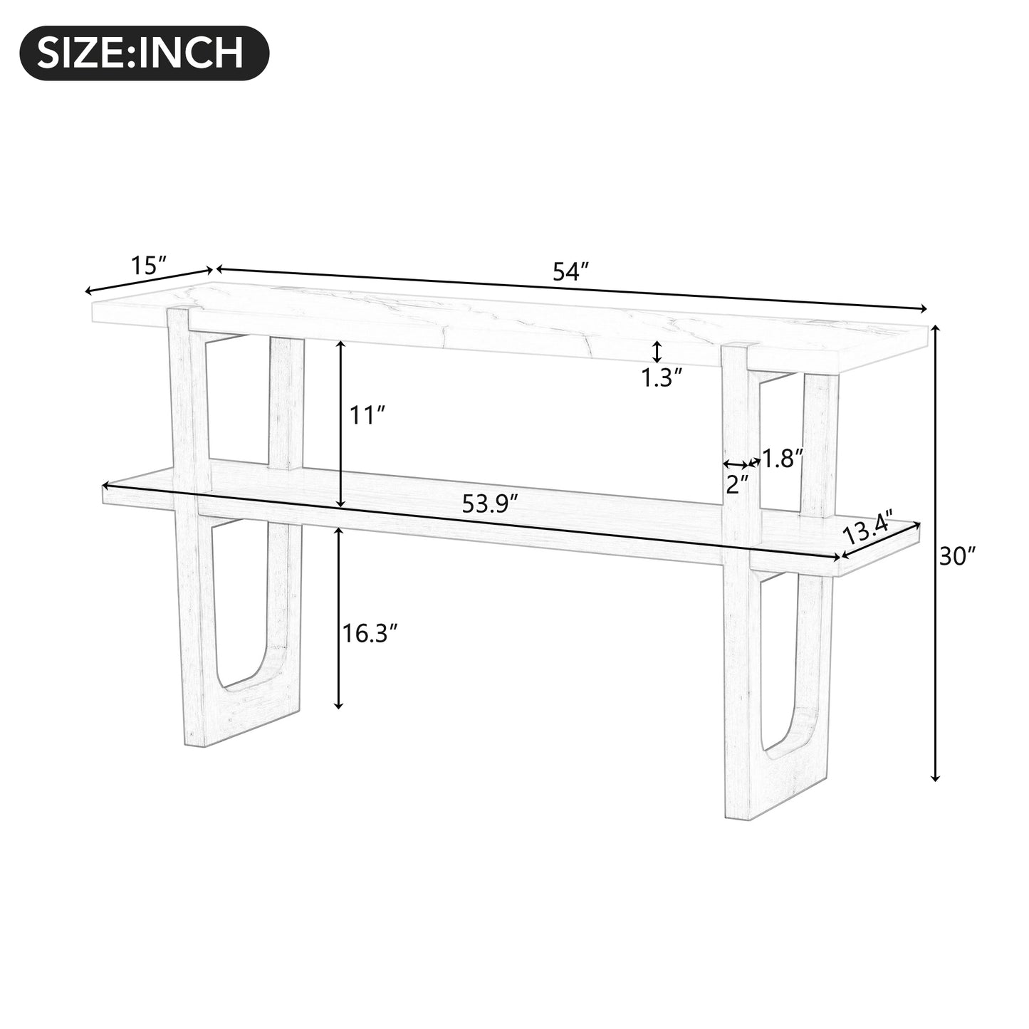 Console table dimensions  L x  W x  H