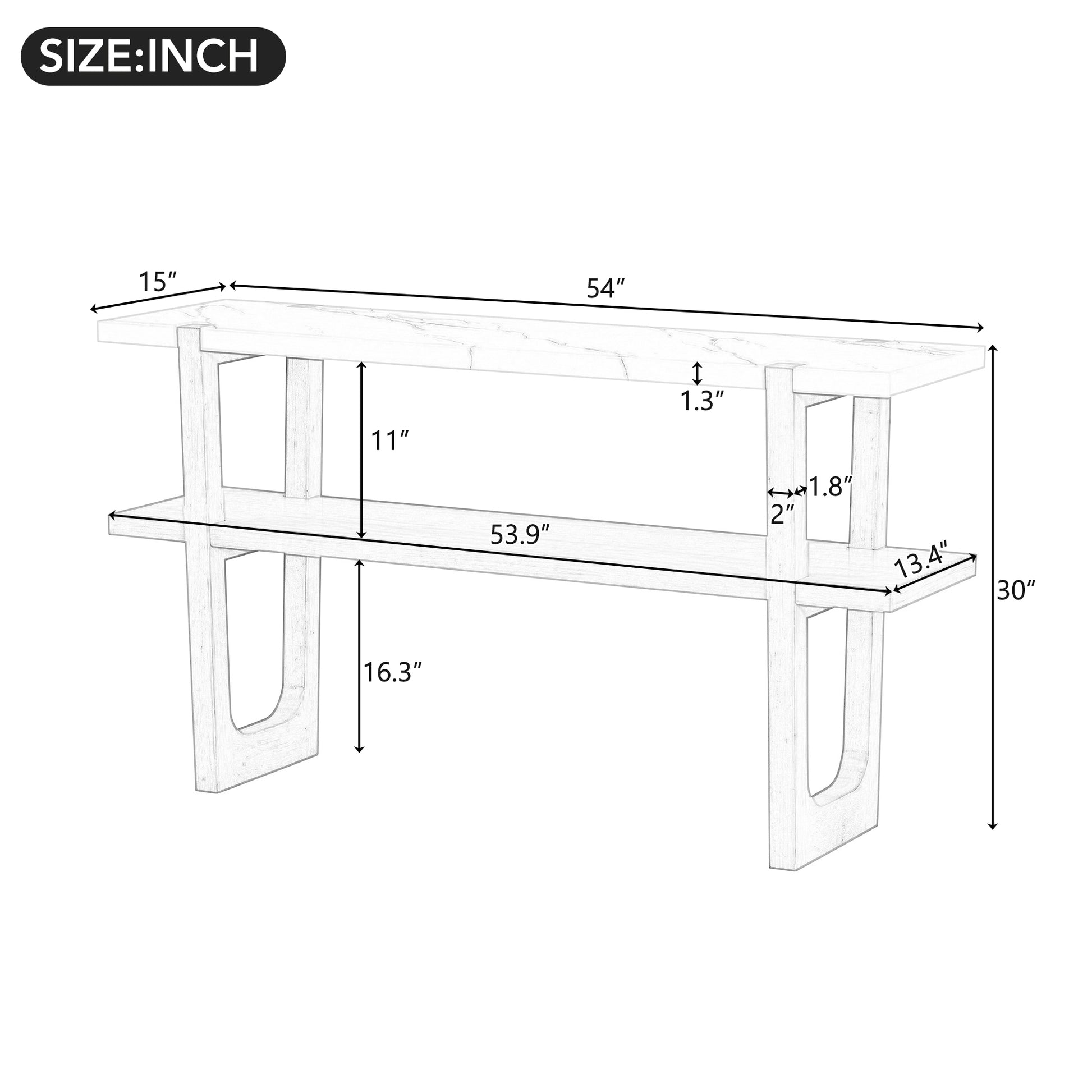Console table dimensions  L x  W x  H