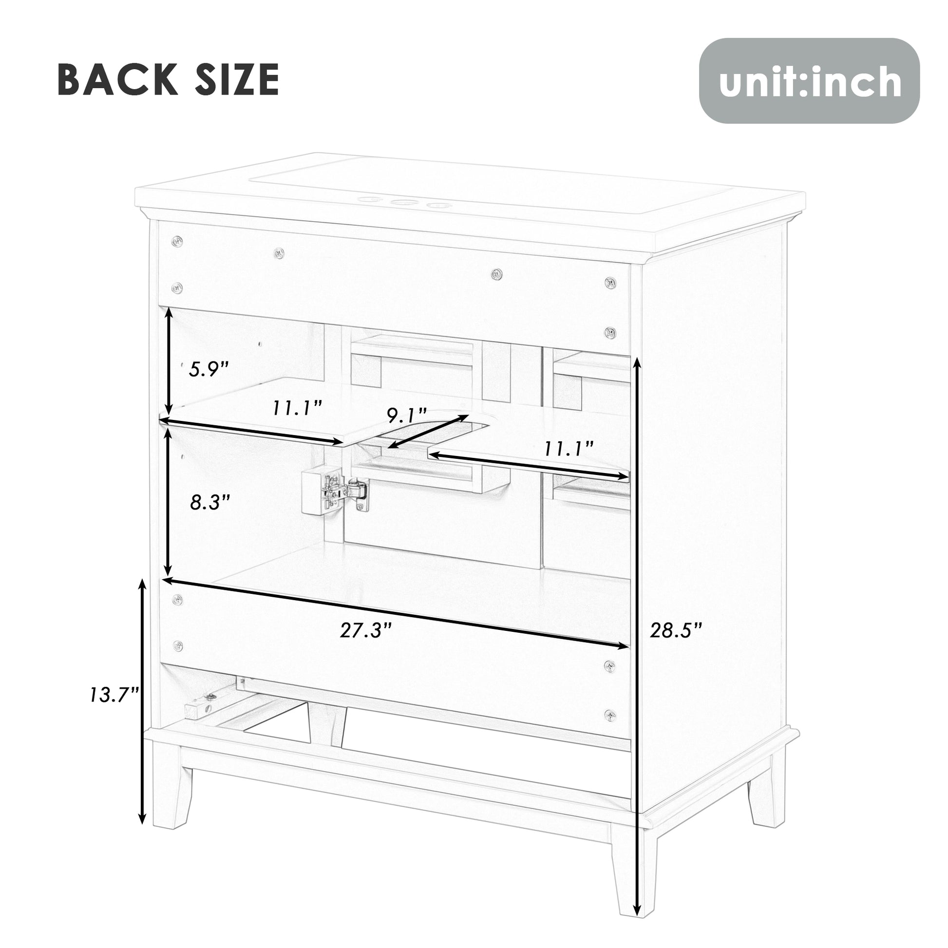 Vanity dimensions  W x  D x  H