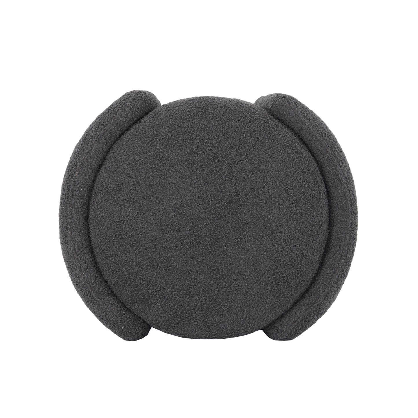 Dark gray plush spherical pillow with textured fabric