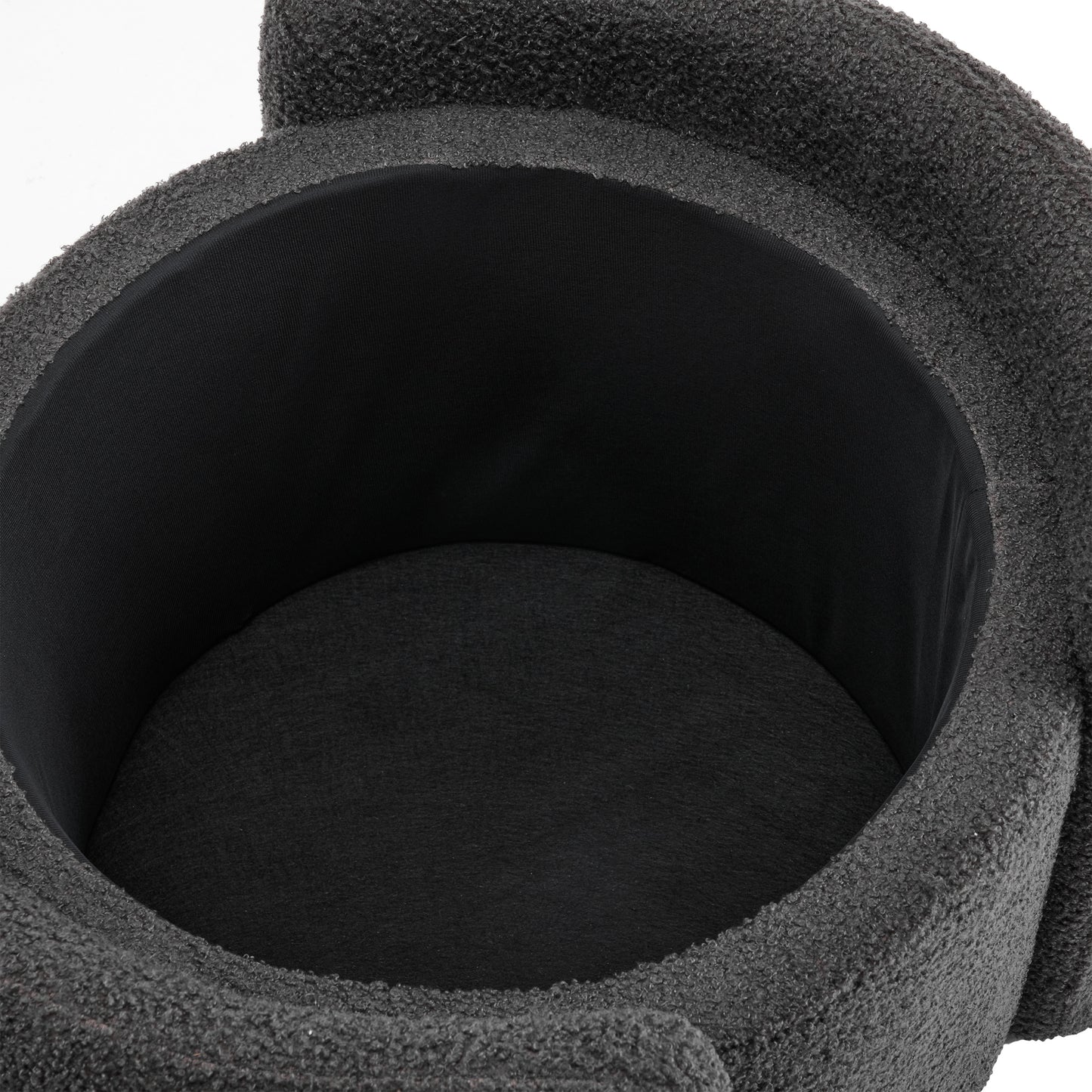 Dark grey textured pet bed with plush interior