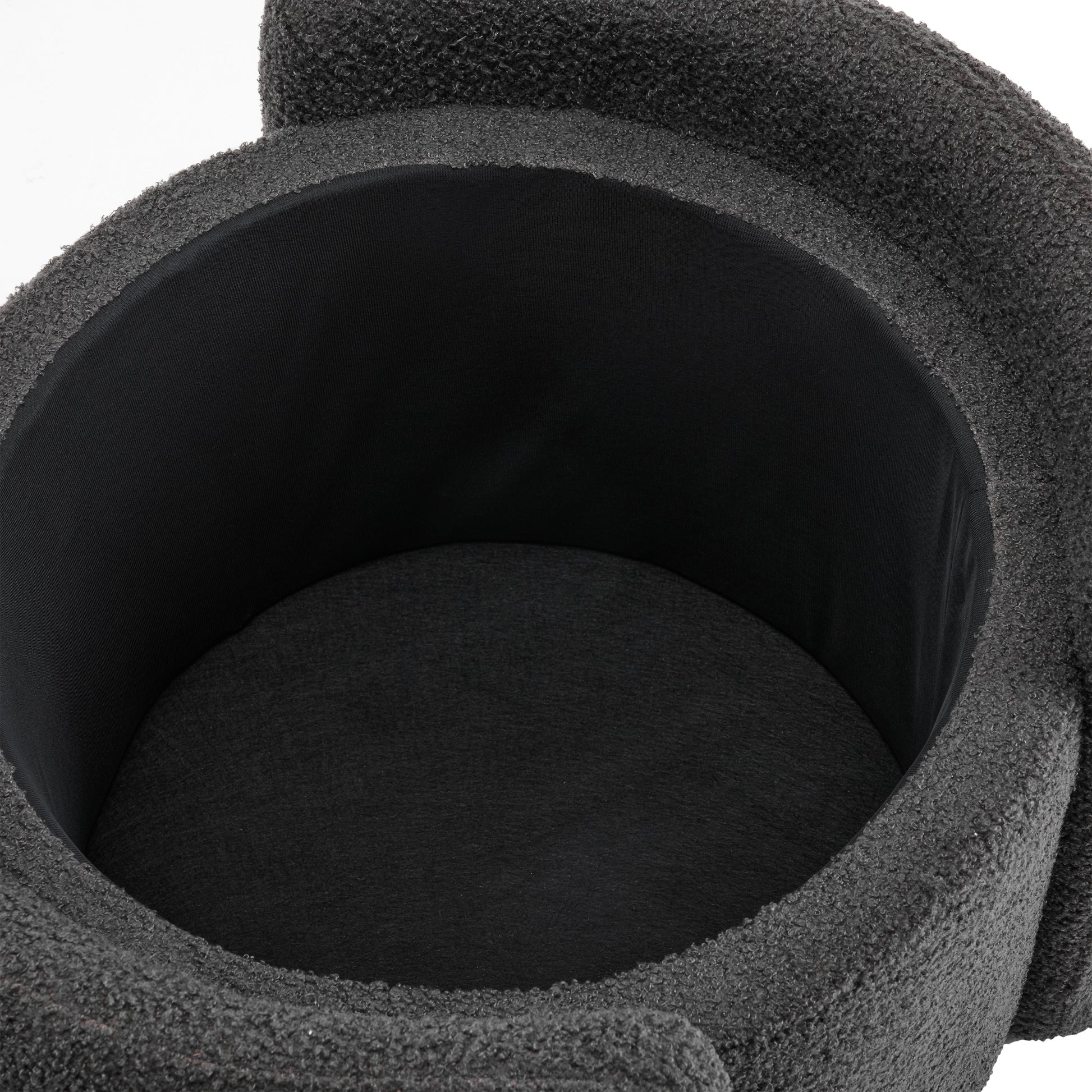 Dark grey textured pet bed with plush interior
