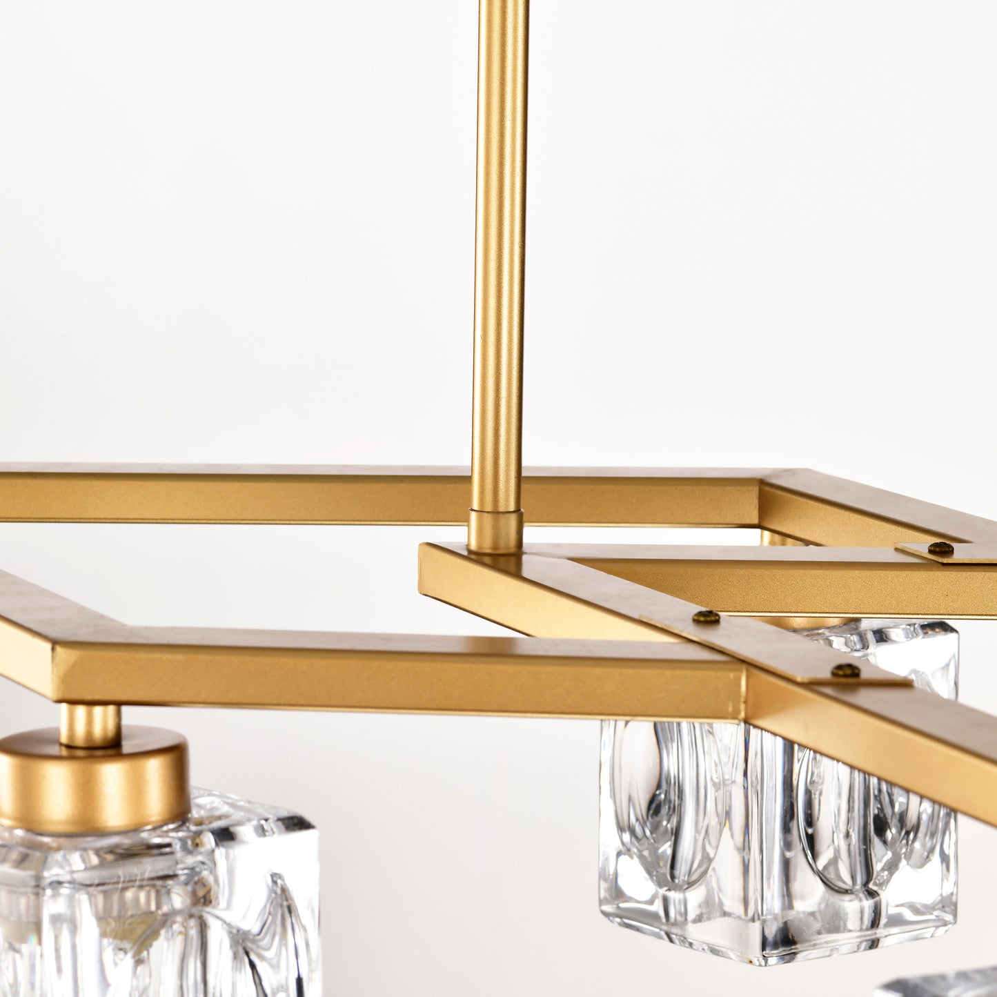 Modern brass chandelier with crystal accents