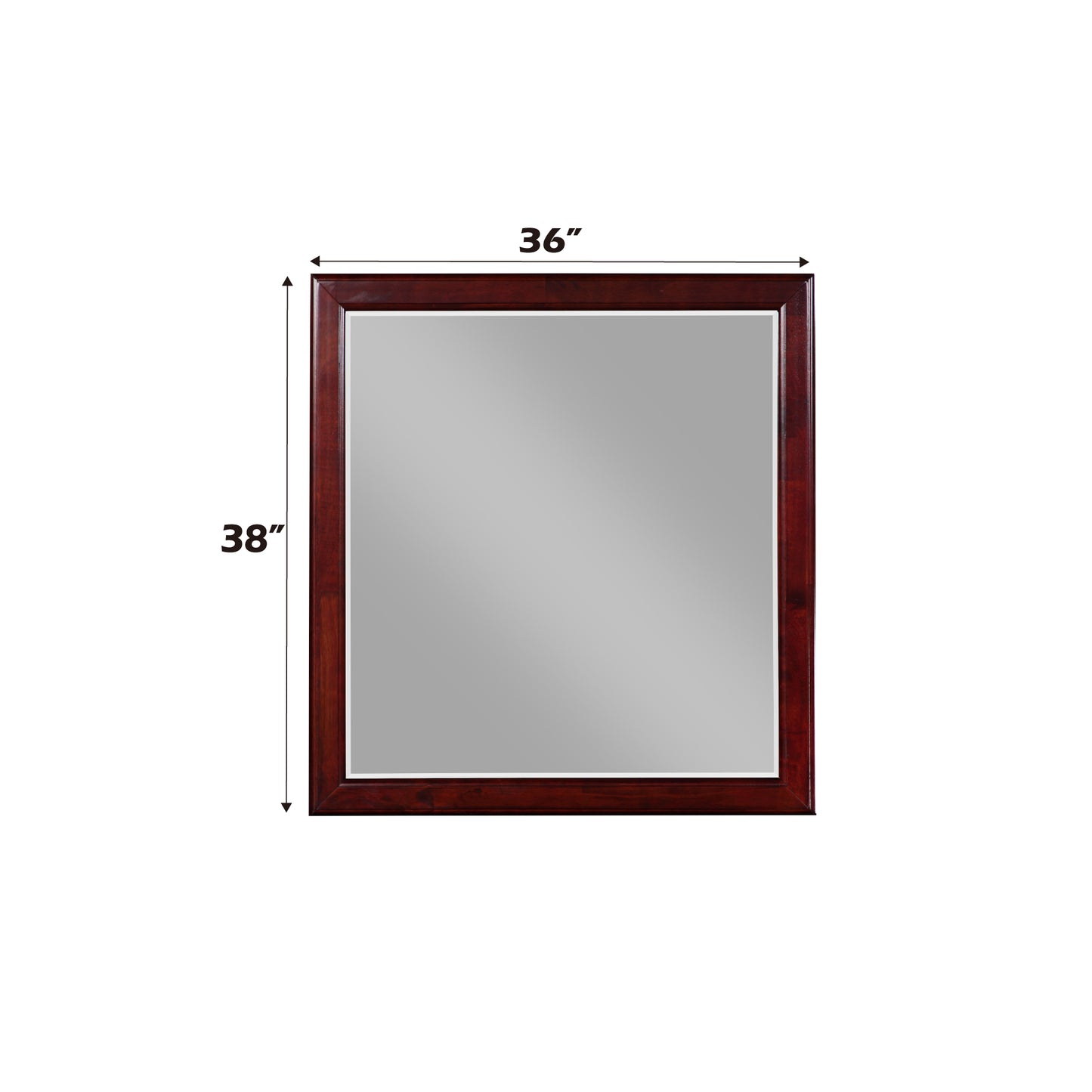 x inch rectangle wall mirror with a dark wood frame