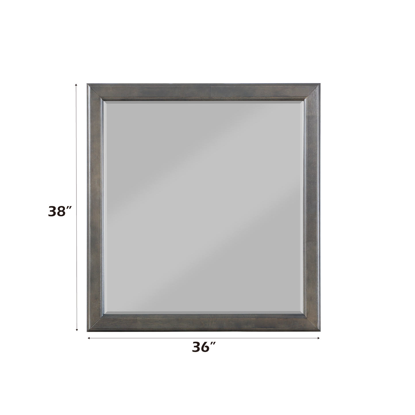 Square gray wood framed mirror