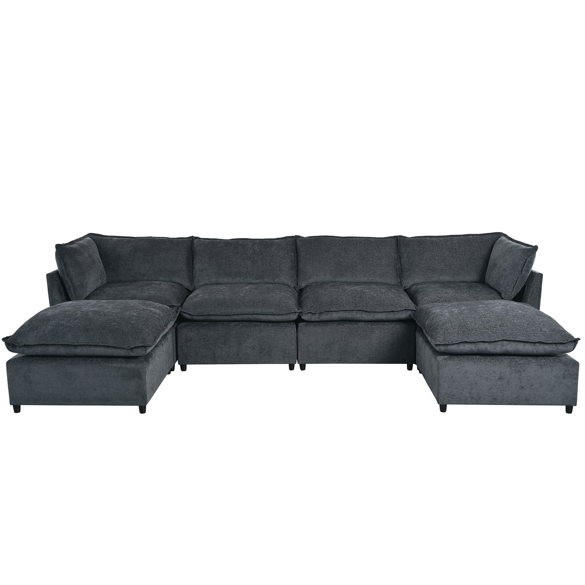 Plush charcoal grey sectional sofa with reversible chaise and modern modular design