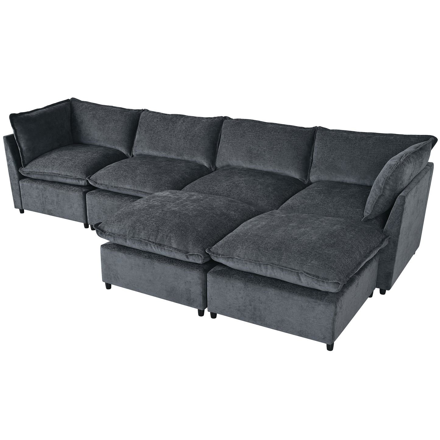 Modular charcoal sectional sofa with plush cushions