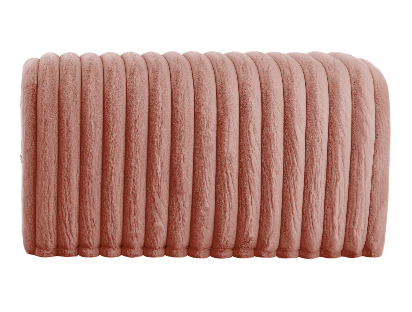 Plush rose gold velvet lumbar pillow with channel tufting