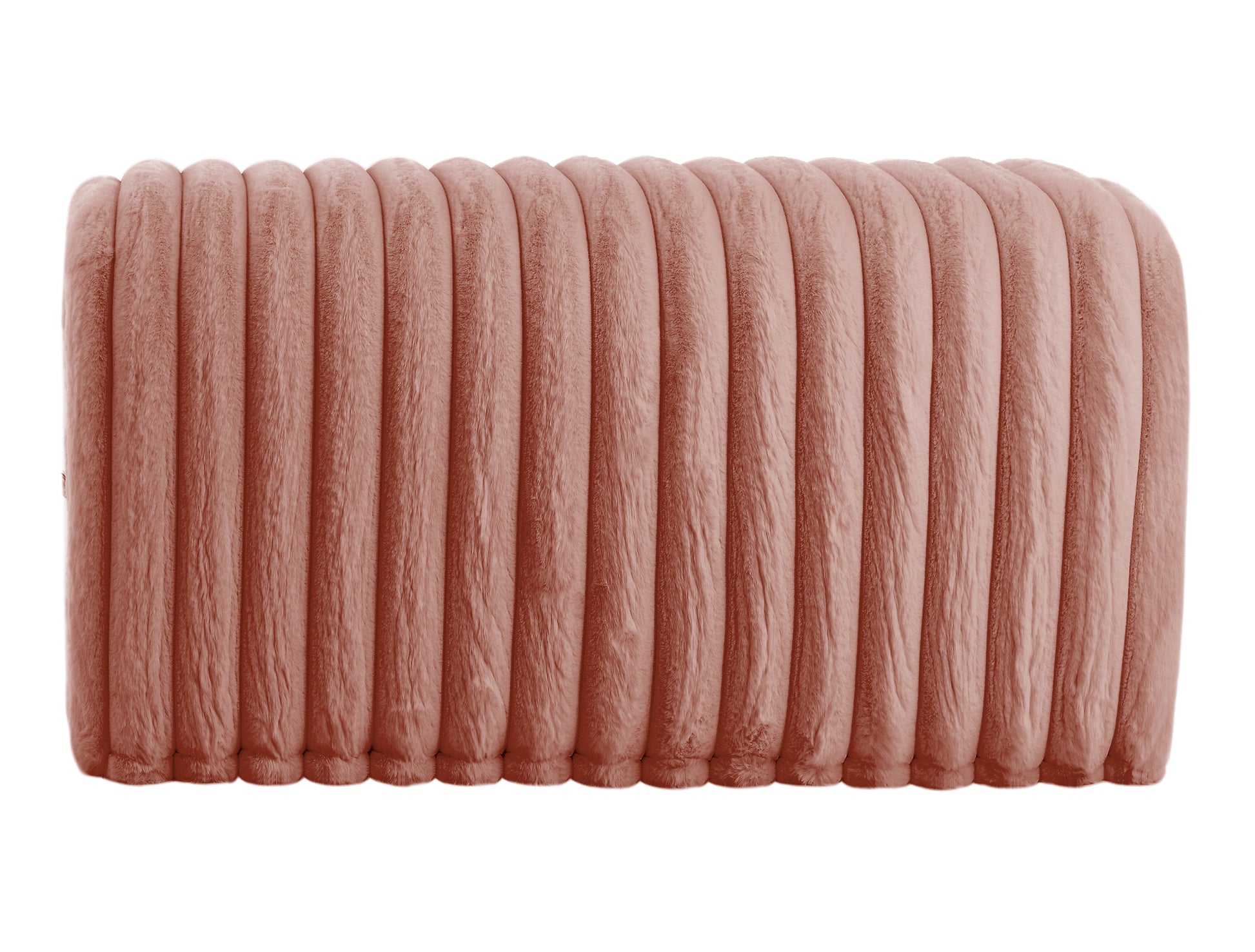 Plush rose gold velvet lumbar pillow with channel tufting