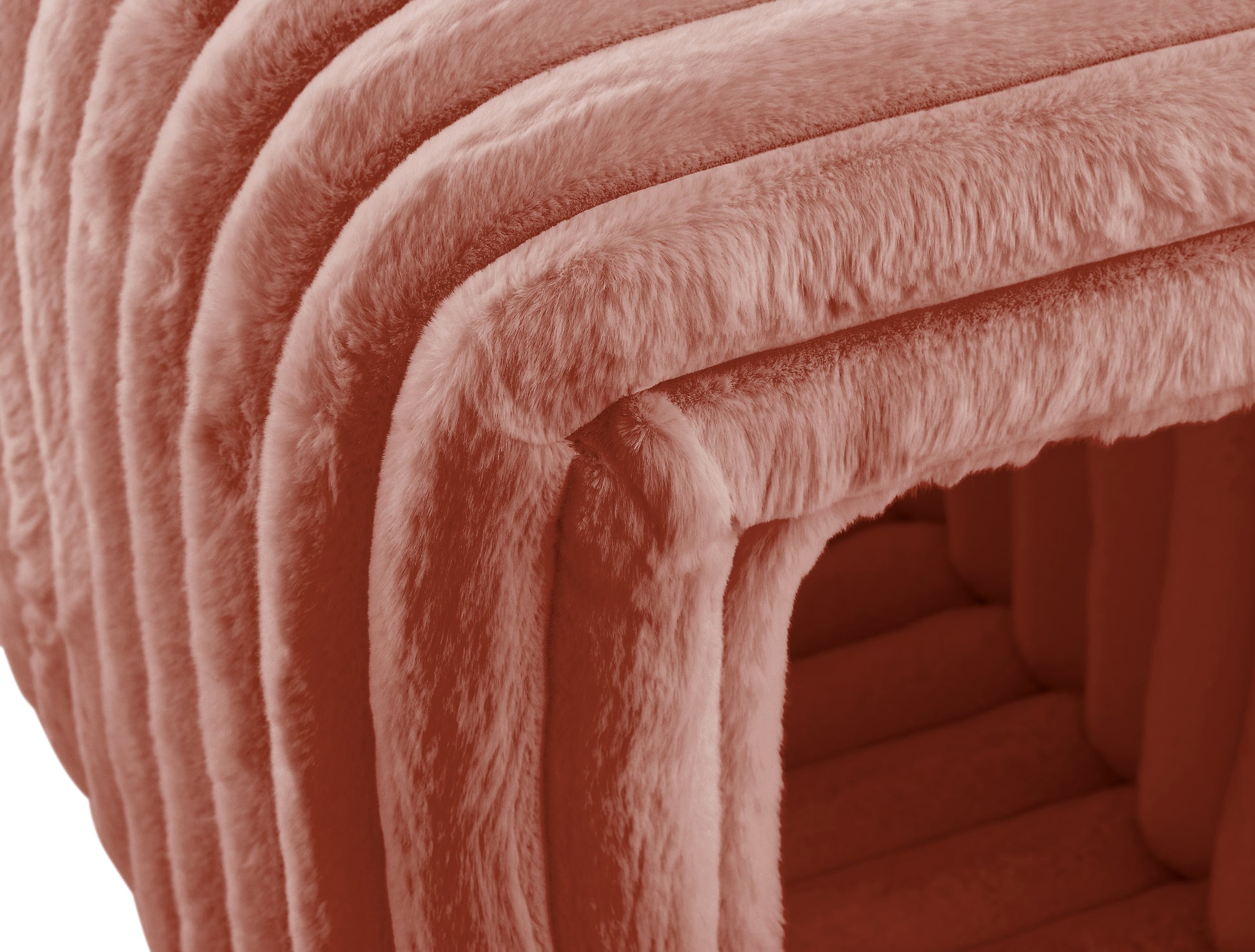 Textured rose plush fabric with ribbed detailing