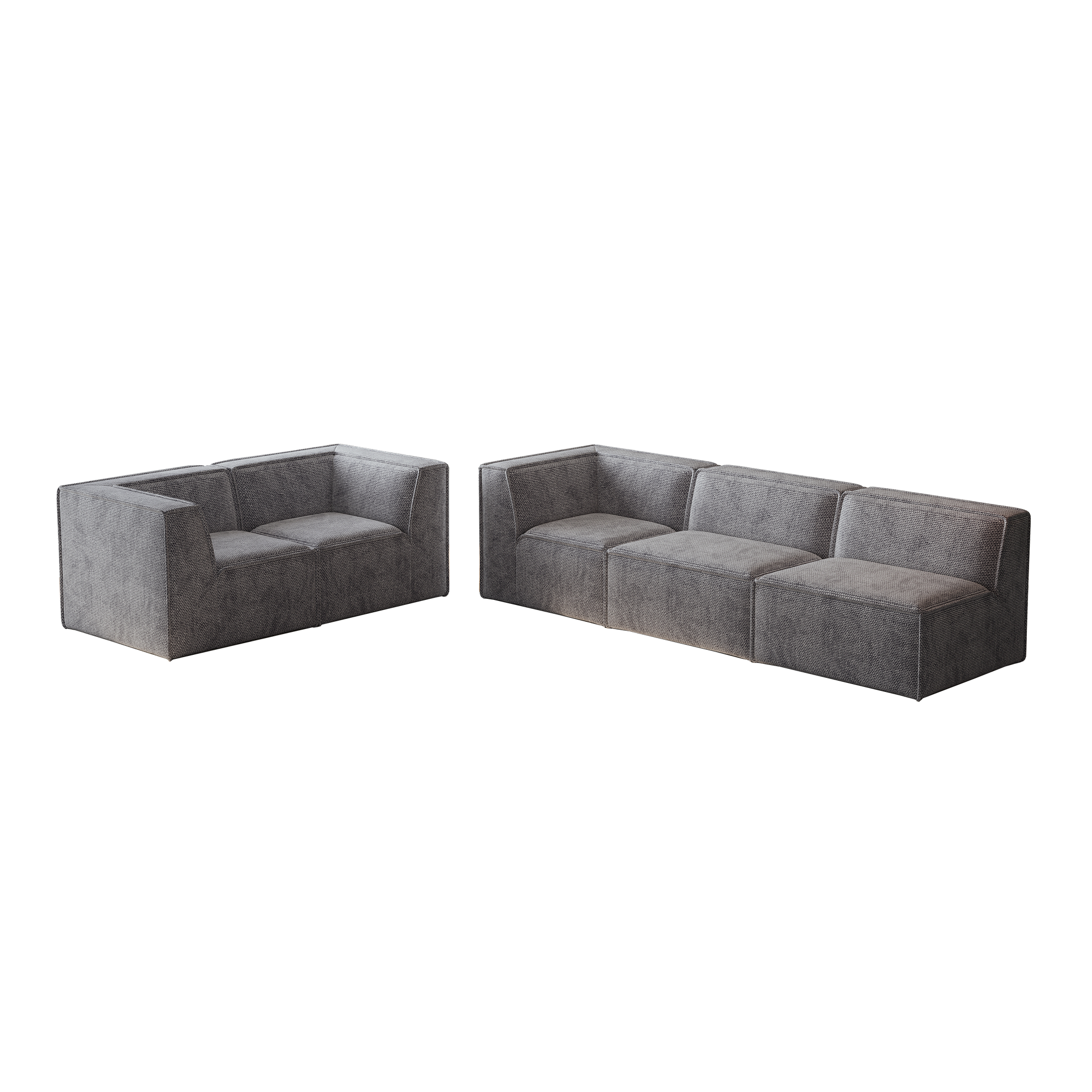 Modern gray fabric sectional sofa with clean lines