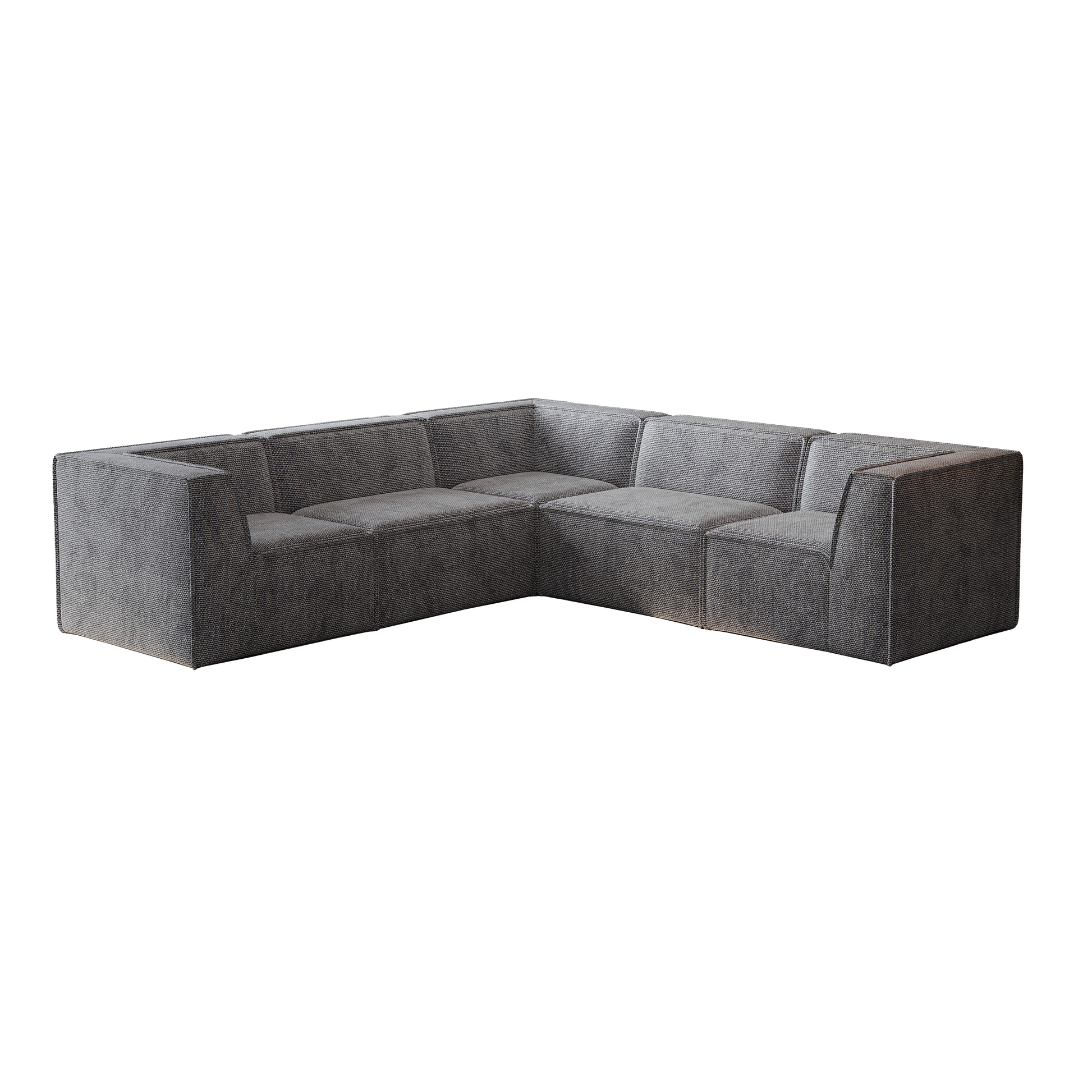 Grey fabric sectional sofa with modern design