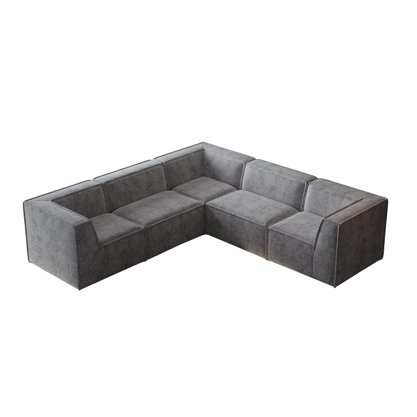 Dark grey modular sectional sofa with modern geometric design