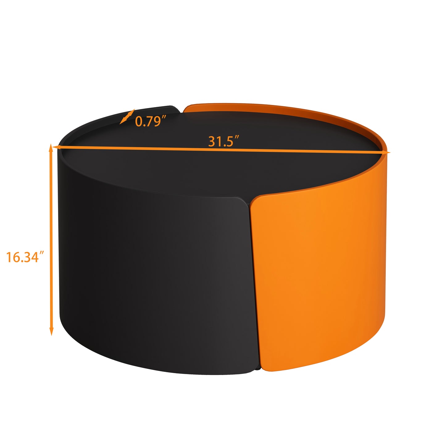 Black and orange cylinder ottoman with modern design