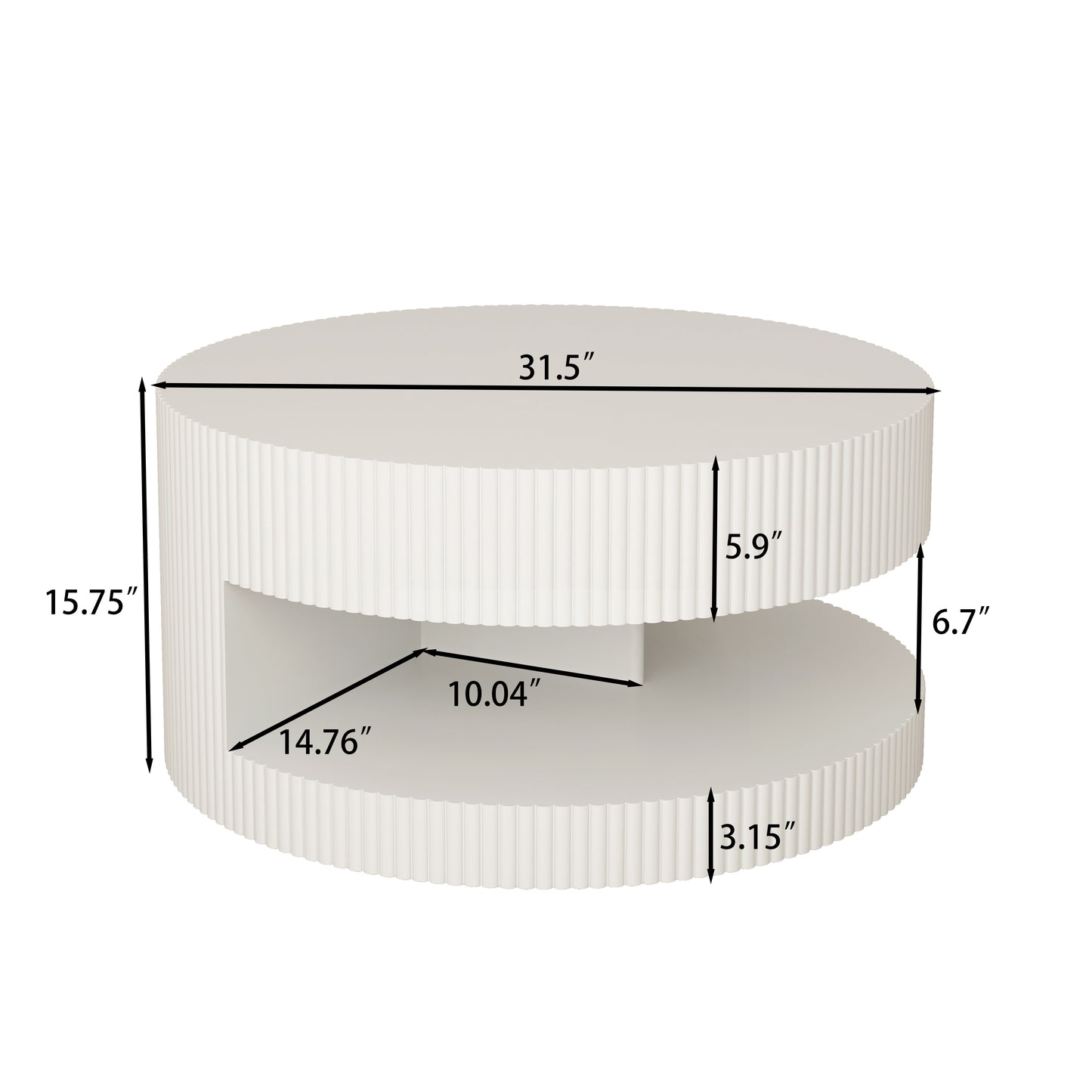 White fluted round coffee table