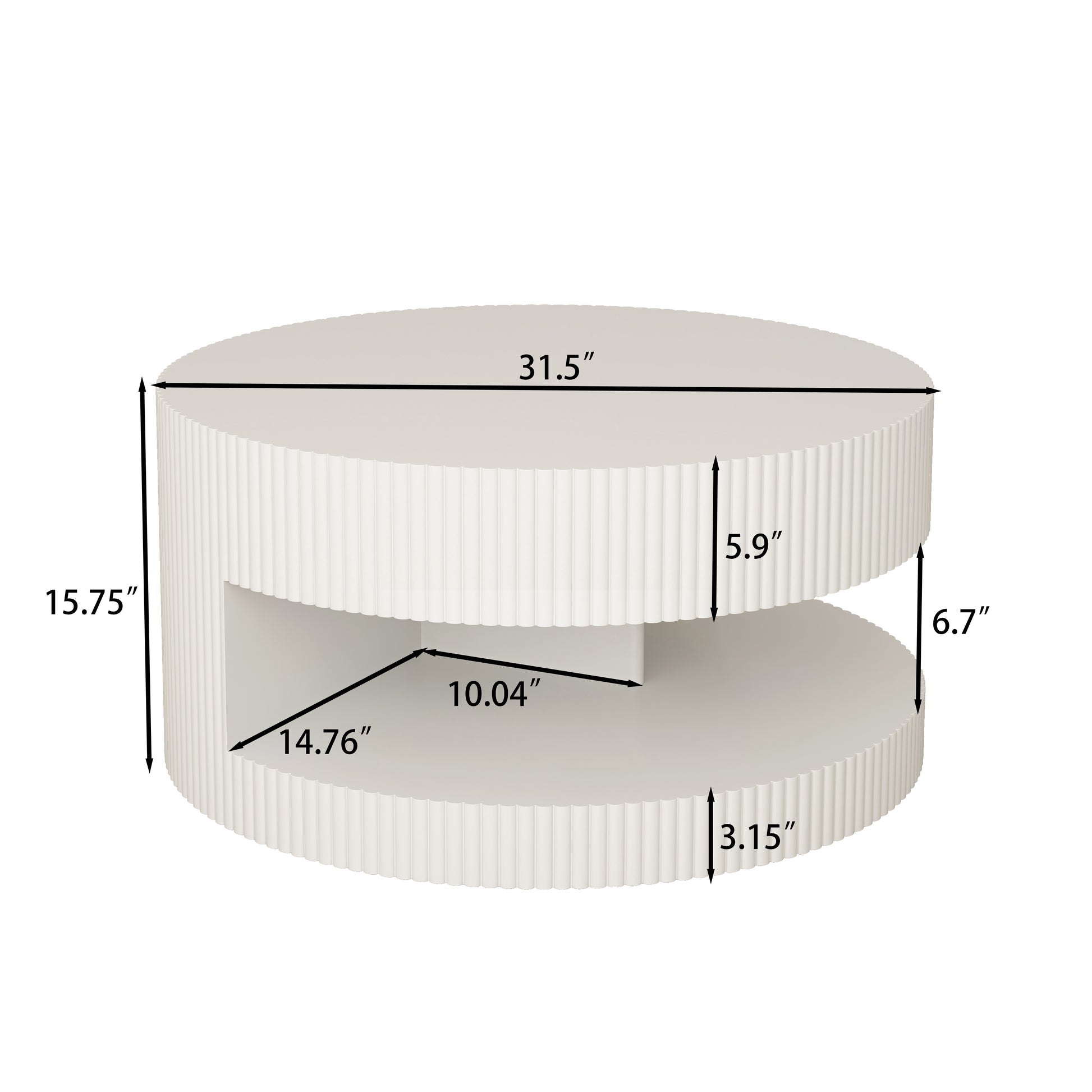 White fluted round coffee table