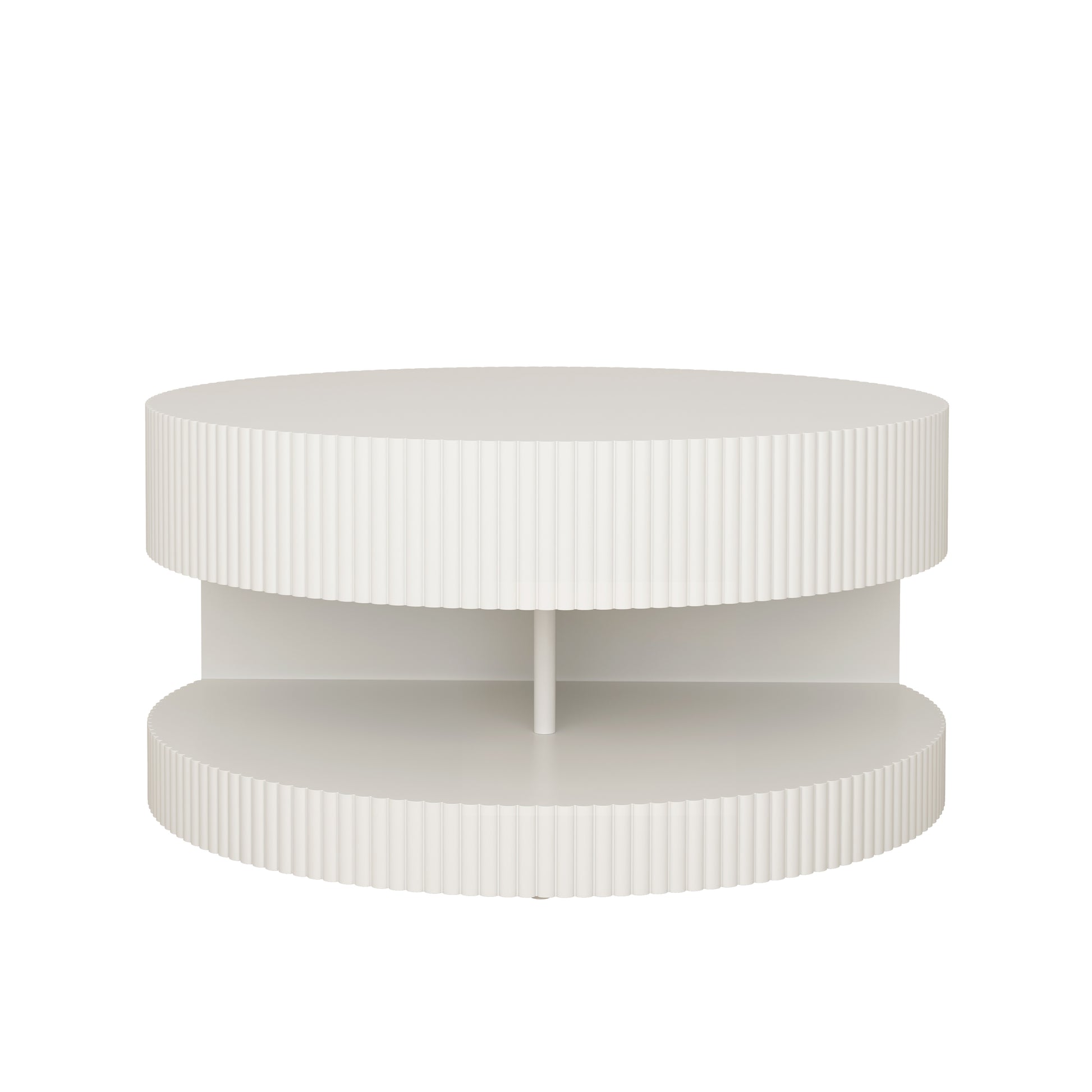 Modern fluted white twotier round coffee table
