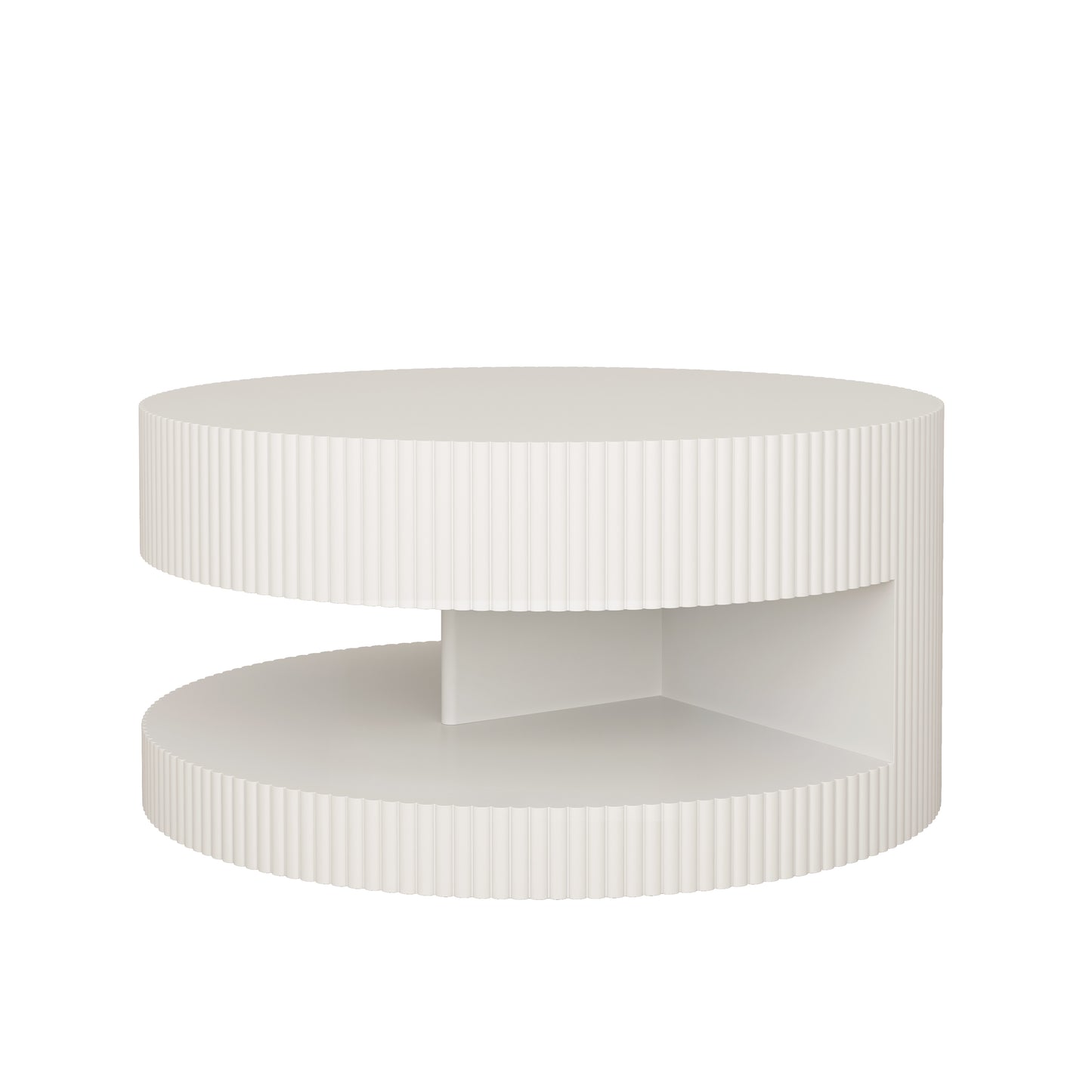 Cream fluted cylinder side table with open shelf