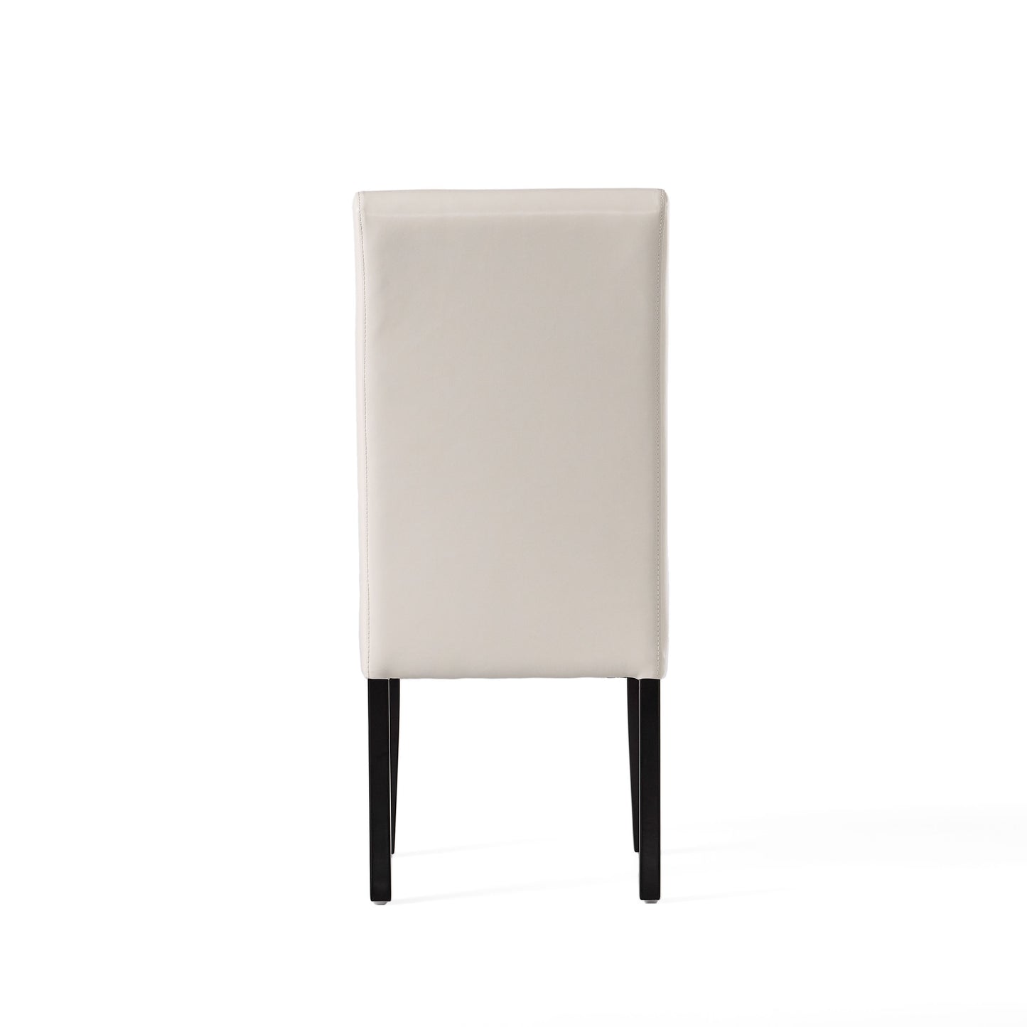 Cream upholstered dining chair with black legs clean modern design