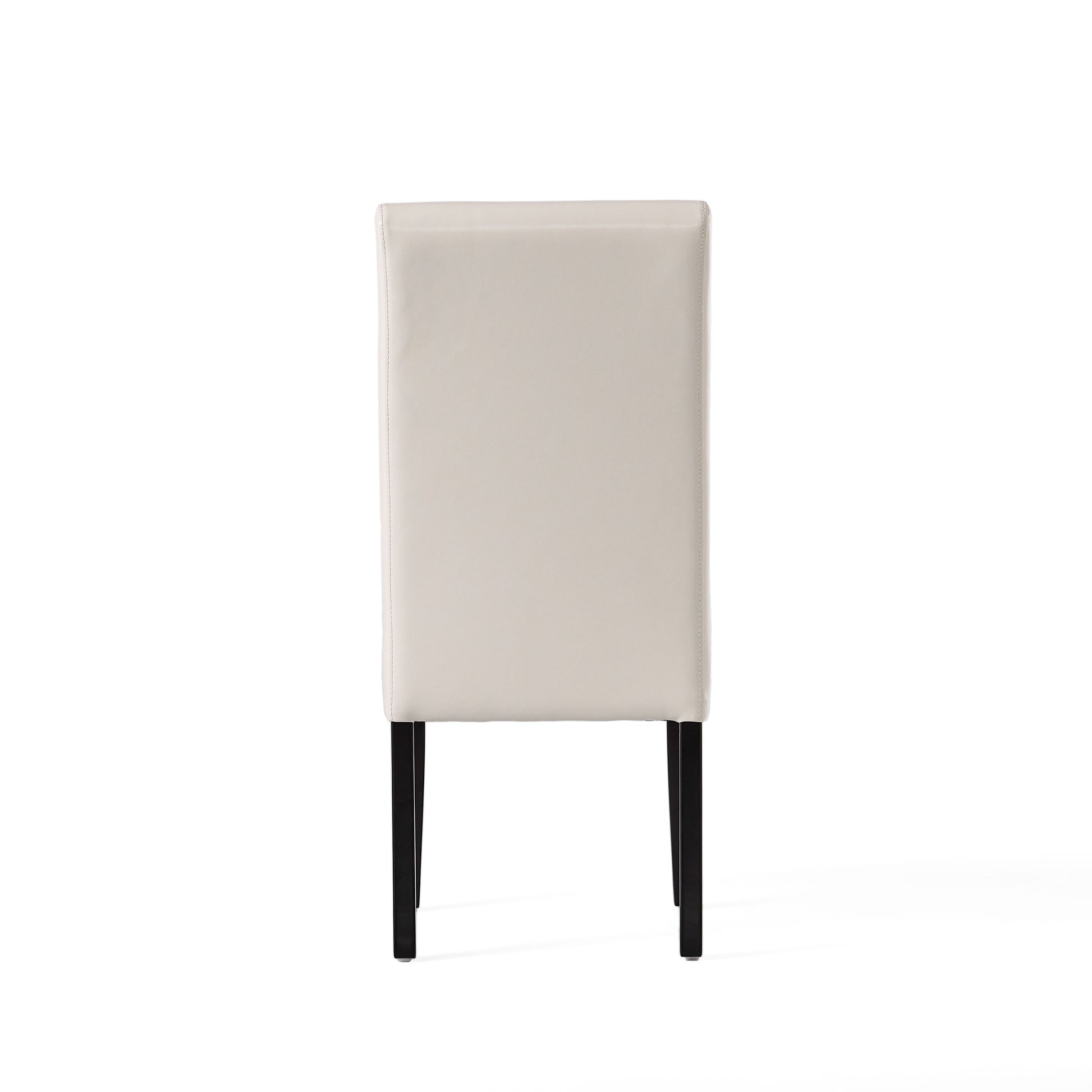 Cream upholstered dining chair with black legs clean modern design