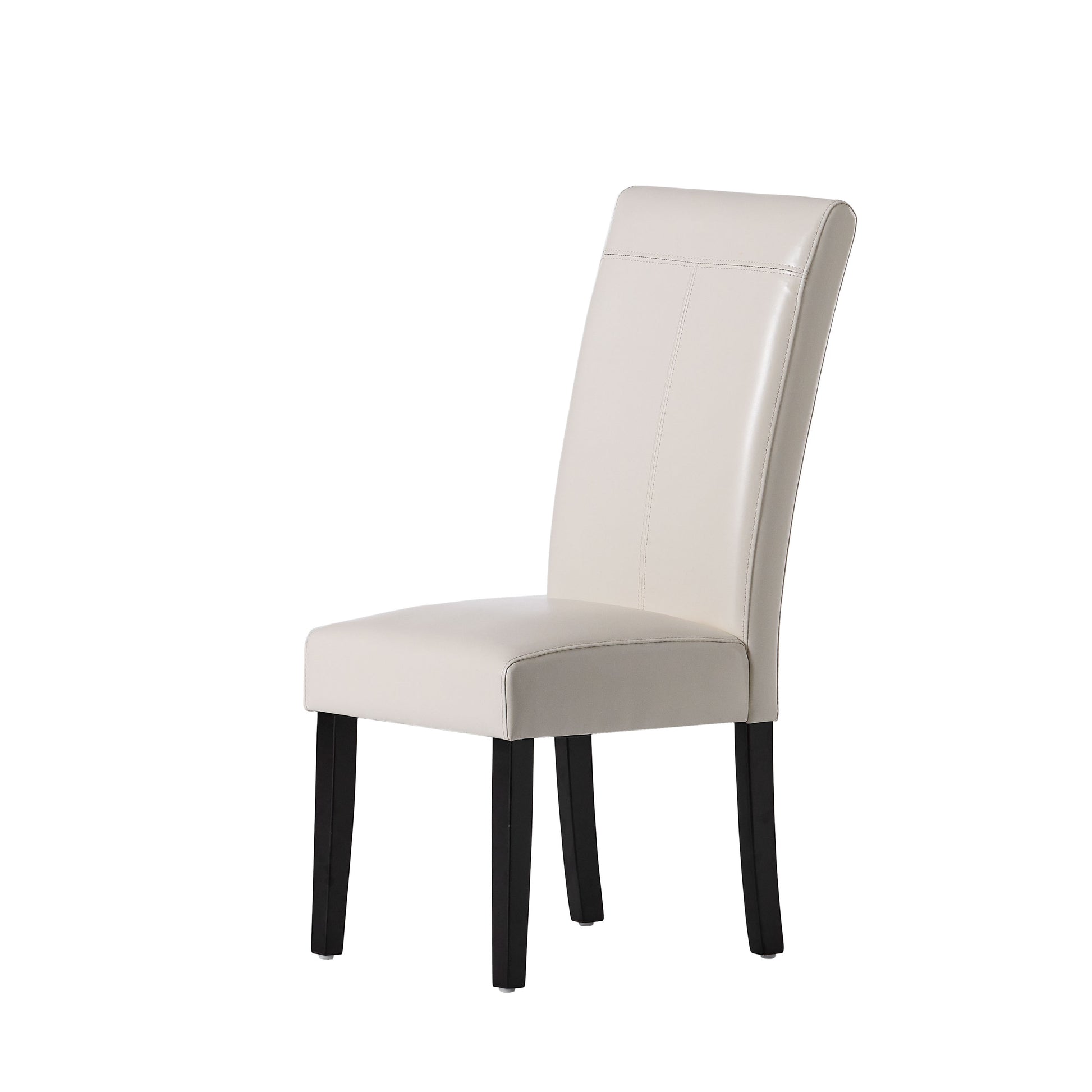 Cream faux leather dining chair with black tapered legs