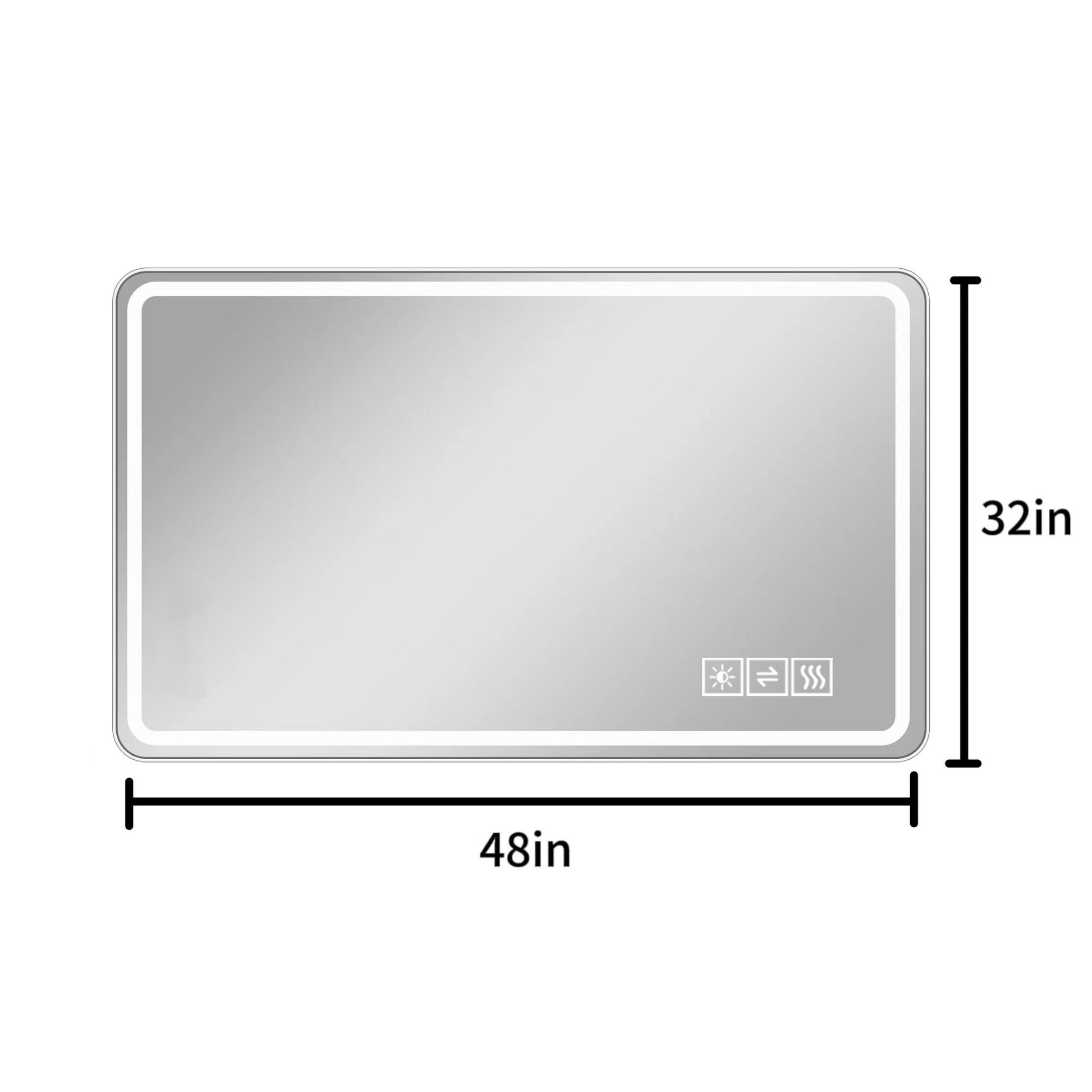 Large LED illuminated vanity mirror x inches with touch controls