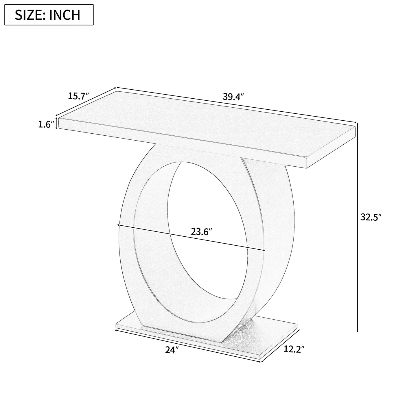 Modern console table with a sleek rounded base and rectangular top perfect for entryways